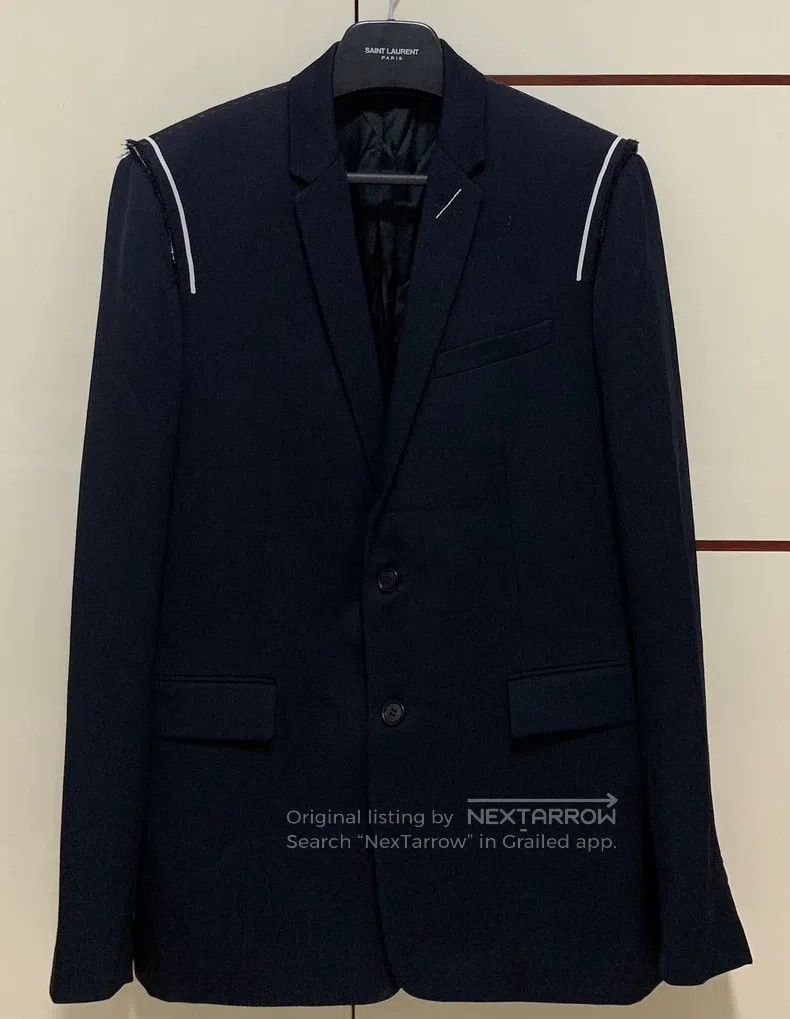 Dior Dior Navy Blue Shoulder White Line Frayed Destroyed Suit Size US L / EU 52-54 / 3 - 1 Thumbnail
