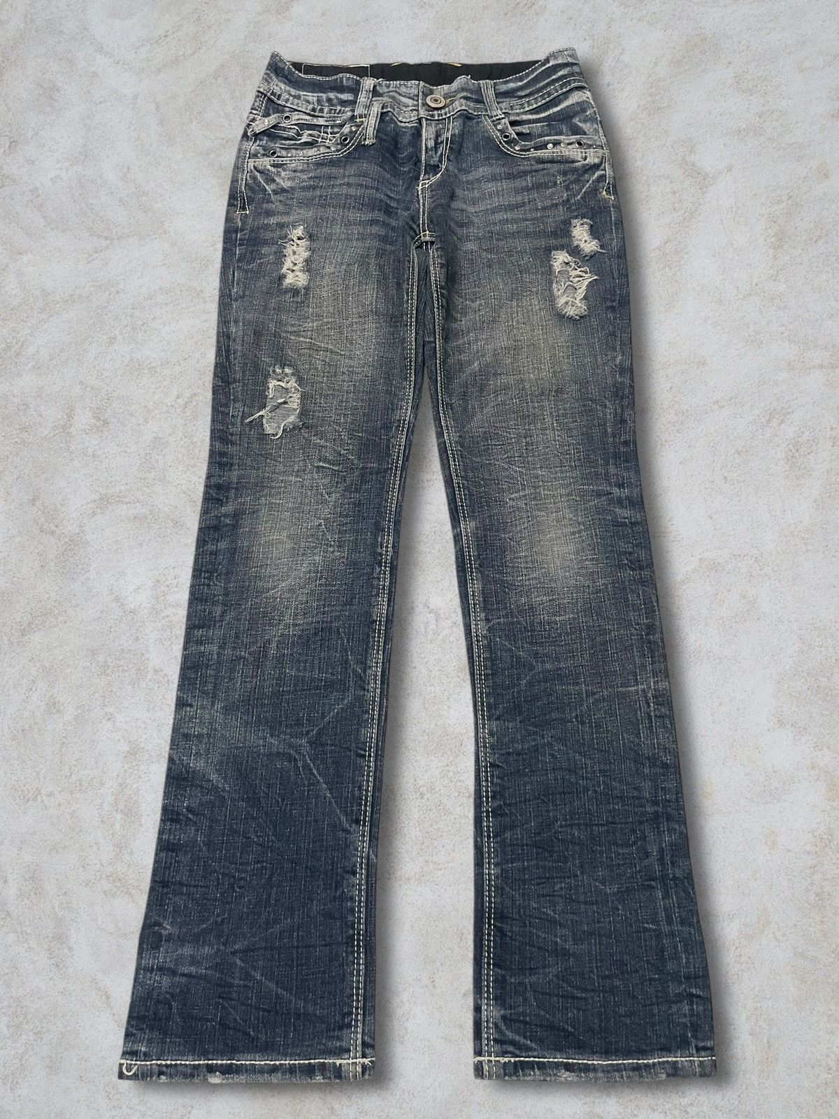 Jewelry Vintage Japanese Jewel Beads Denim Archival Blue Wash Jeans Size 29" - 1 Thumbnail