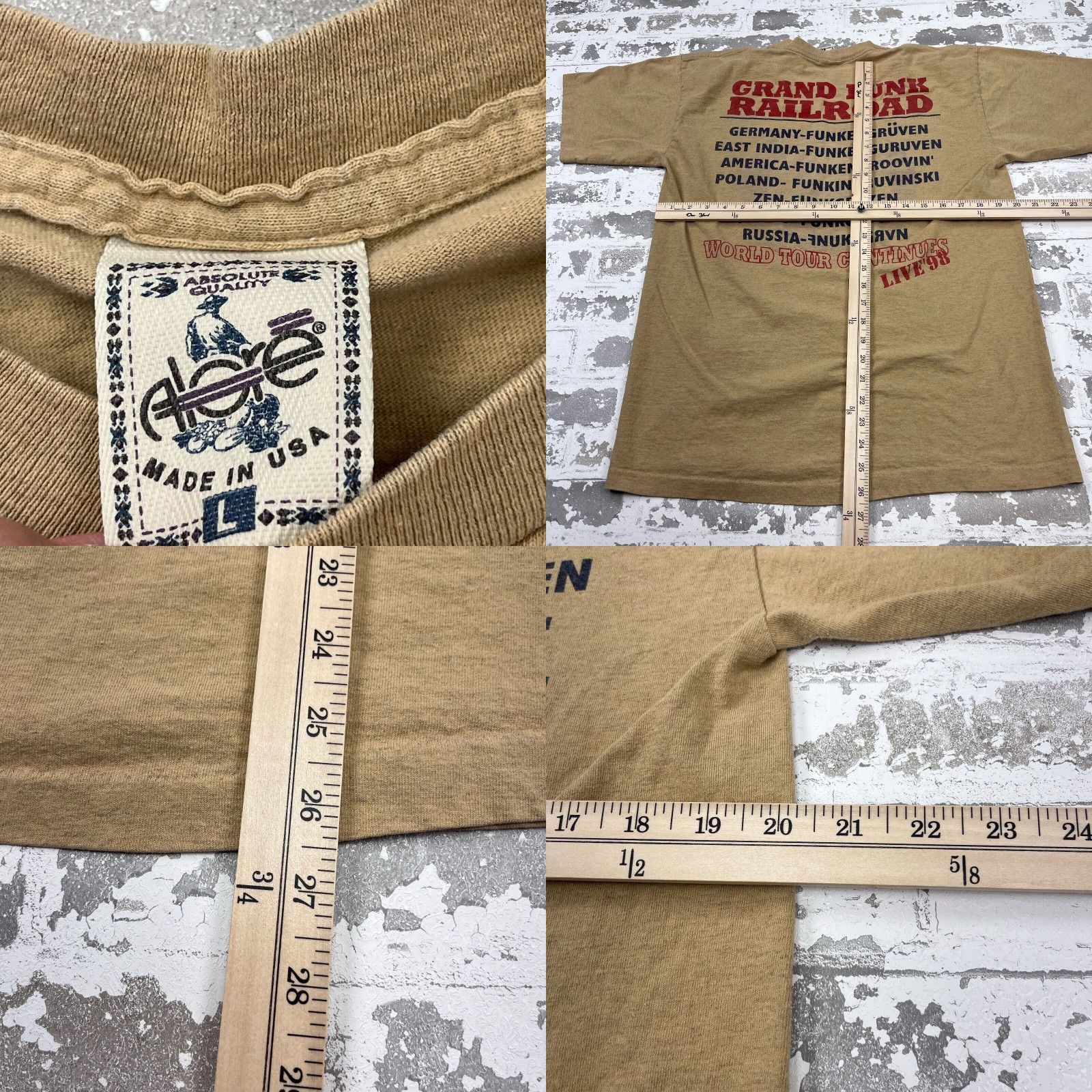 Vintage Vintage Grand Funk Railroad Men's Large Brown Cotton T-Shirt 90s Band Graphic Print Rock Retro Size US L / EU 52-54 / 3 - 8 Thumbnail