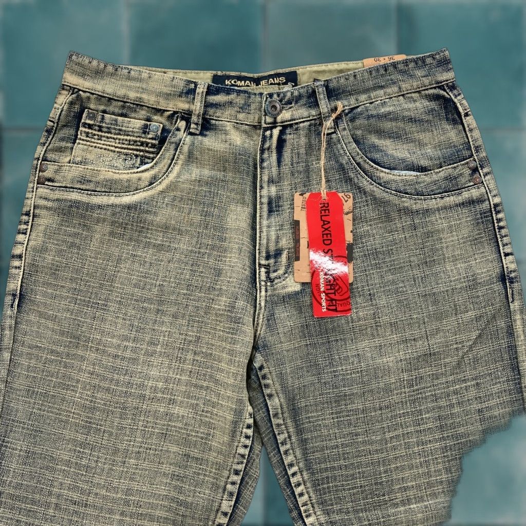 Denime Vintage Koman Jeans Mens 36x30 Relaxed Straight Blue Denim Flap Pocket Y2K NWT Denim Jeans Size US 36 / EU 52 - 1 Thumbnail