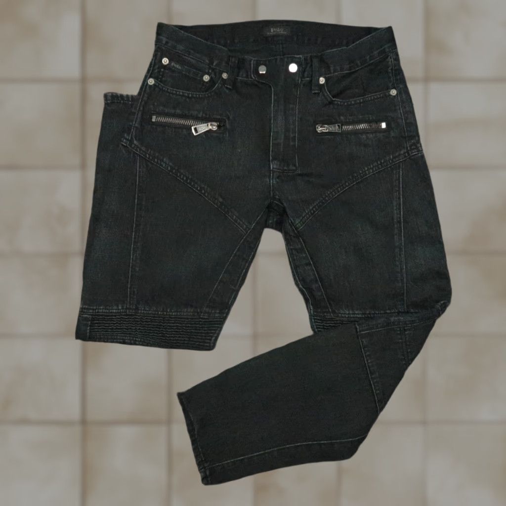 Polo Ralph Lauren Polo Ralph Lauren Women's Jeans 28 Black Moto Biker Ankle Zip 5-Pocket Size 28" / US 6 / IT 42 - 1 Thumbnail