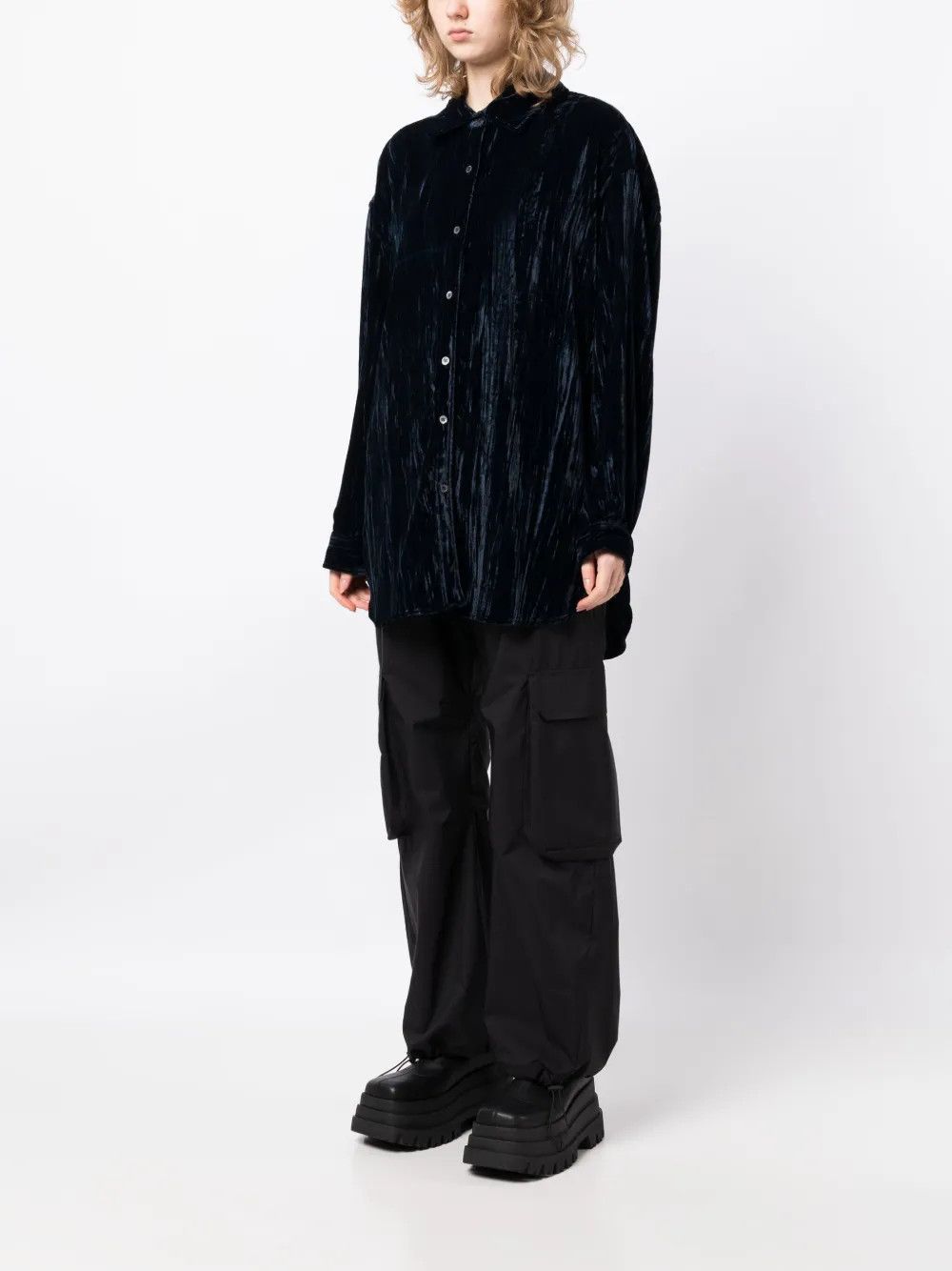 Palm Angels o1y1125 Solid Color Shirt in Midnight Blue Size M / US 6-8 / IT 42-44 - 2 Thumbnail