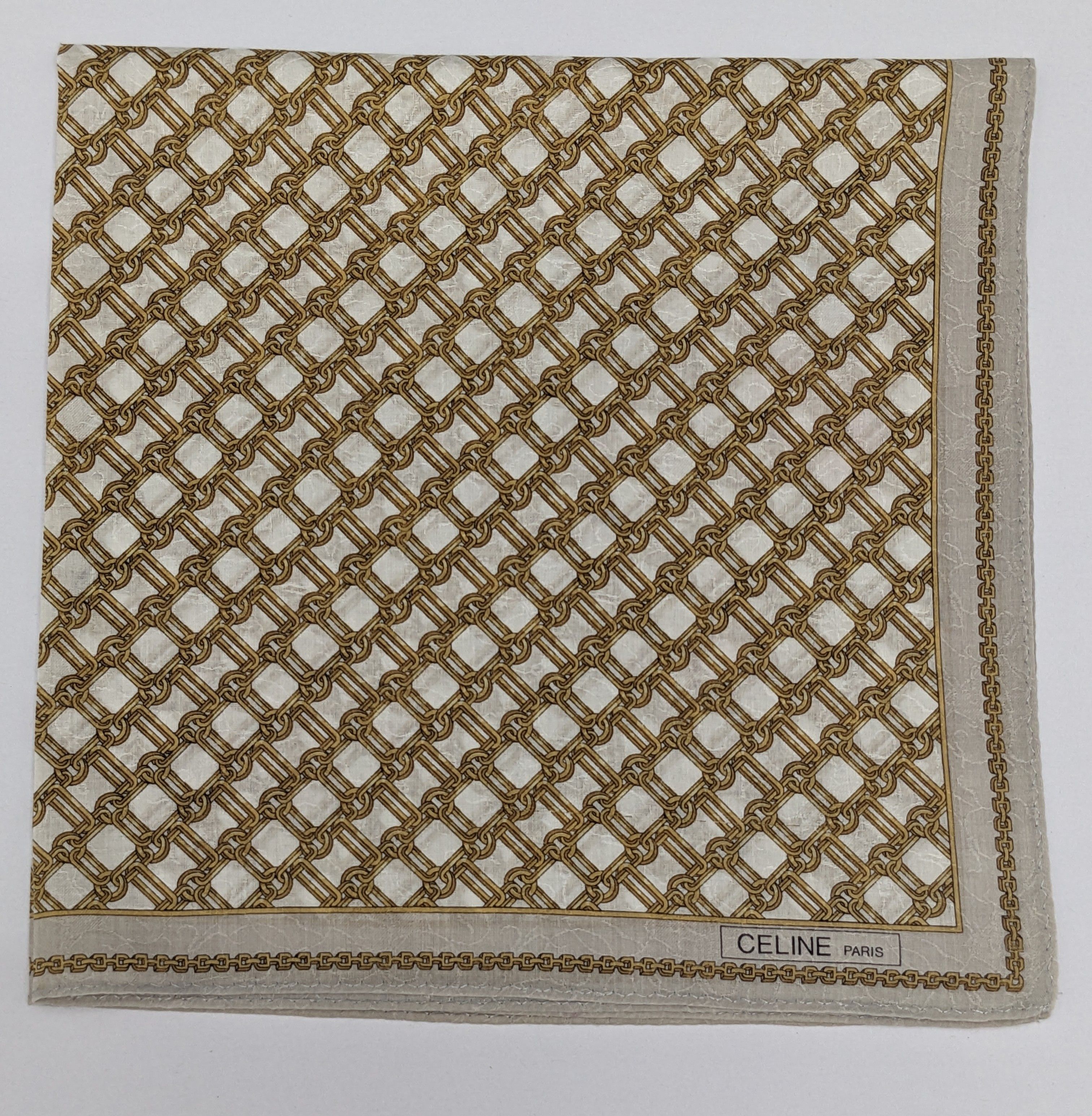 Celine VINTAGE CELINE PARIS EQUESTRIAN CHAIN SILK HANDKERCHIEF Size ONE SIZE - 1 Thumbnail