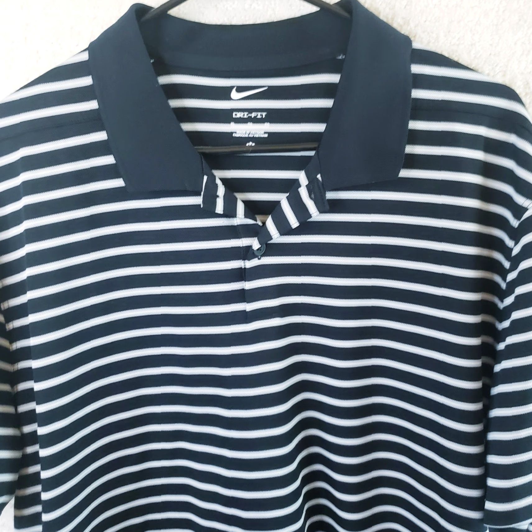 Nike Nike Polo Shirt Mens XL Black Gray White Striped Swoosh Dri-Fit Golf Preppy Outdoor Casual Shirt Size US XL / EU 56 / 4 - 3 Thumbnail