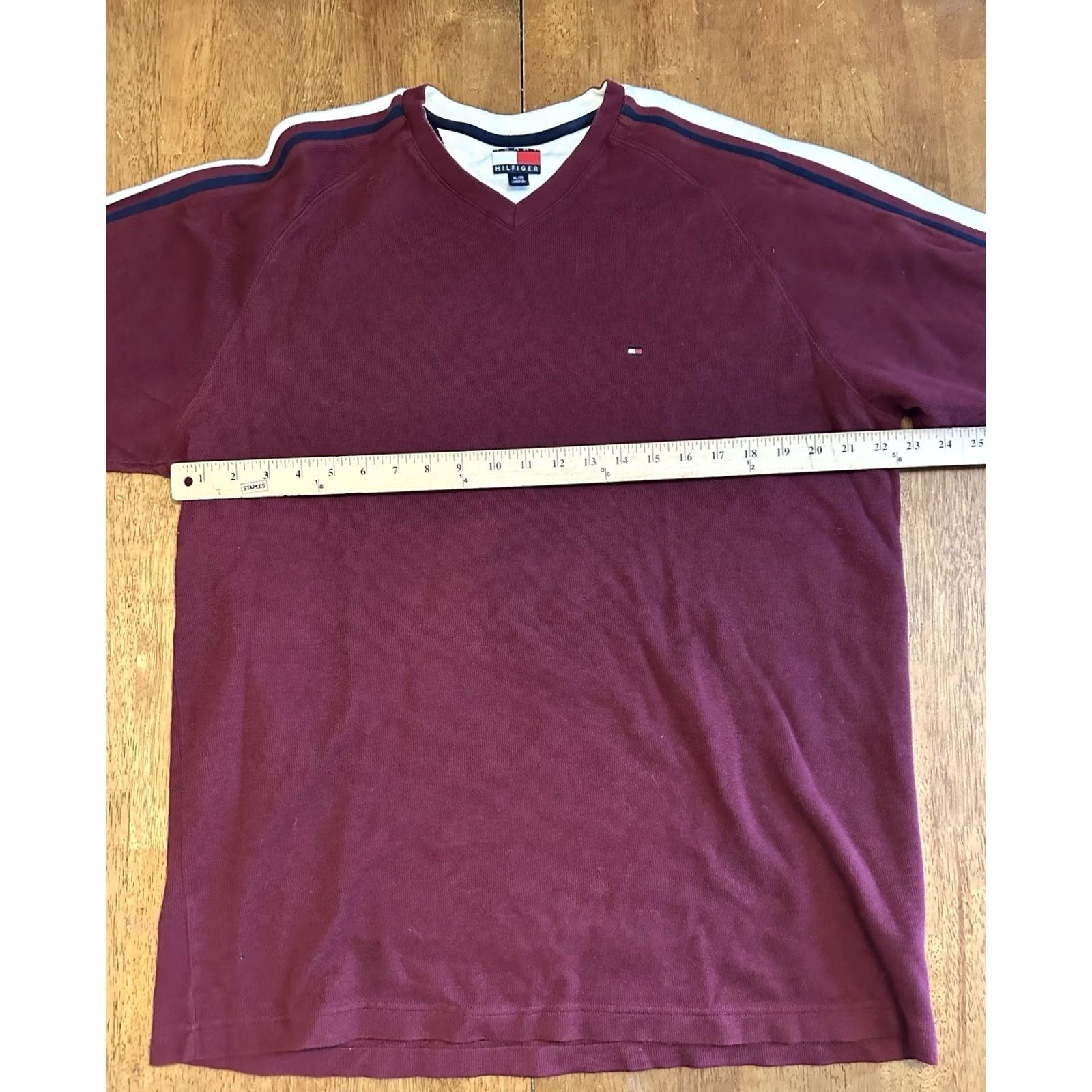 Tommy Hilfiger Tommy Hilfiger Sweater Shirt Long Sleeve Stripe XL Mens Casual Red Cotton Knit Size US XL / EU 56 / 4 - 5 Thumbnail