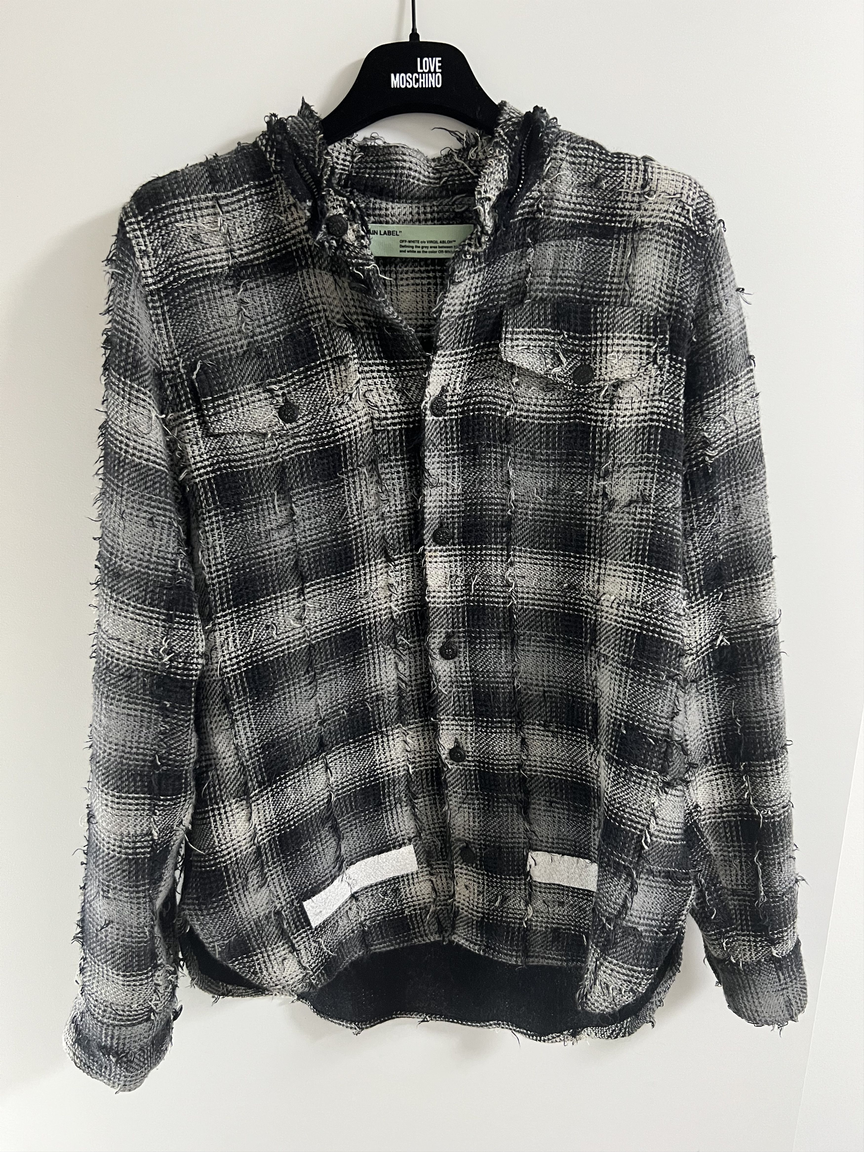 Off-White Plaid Distressed Flannel with Detachable Hood Size US S / EU 44-46 / 1 - 1 Thumbnail