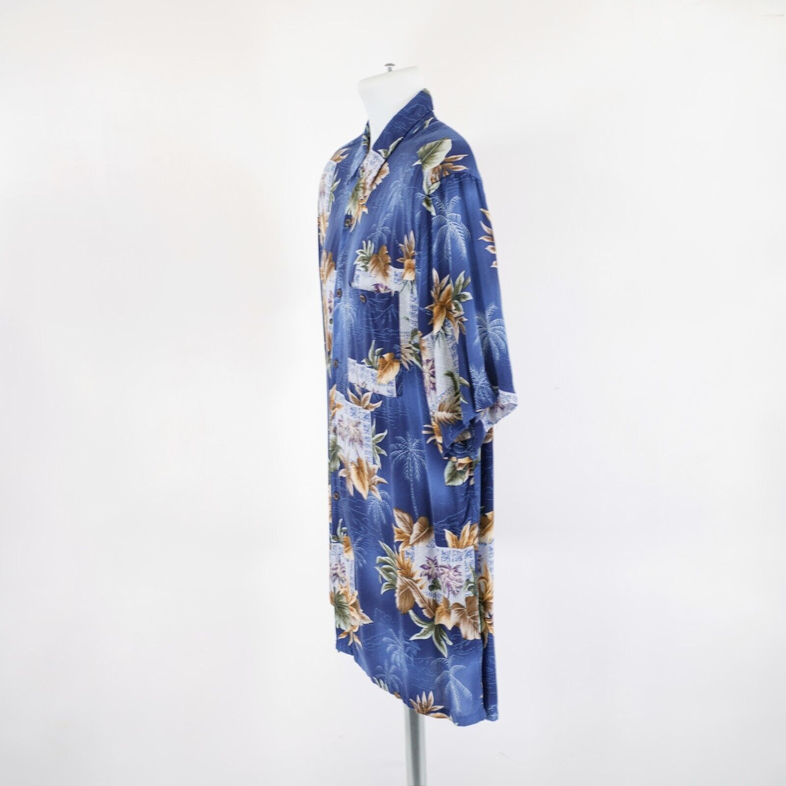Campia Moda Campia Large Rayon Blue Floral Short Sleeve Hawaiian Collare Size US L / EU 52-54 / 3 - 5 Thumbnail