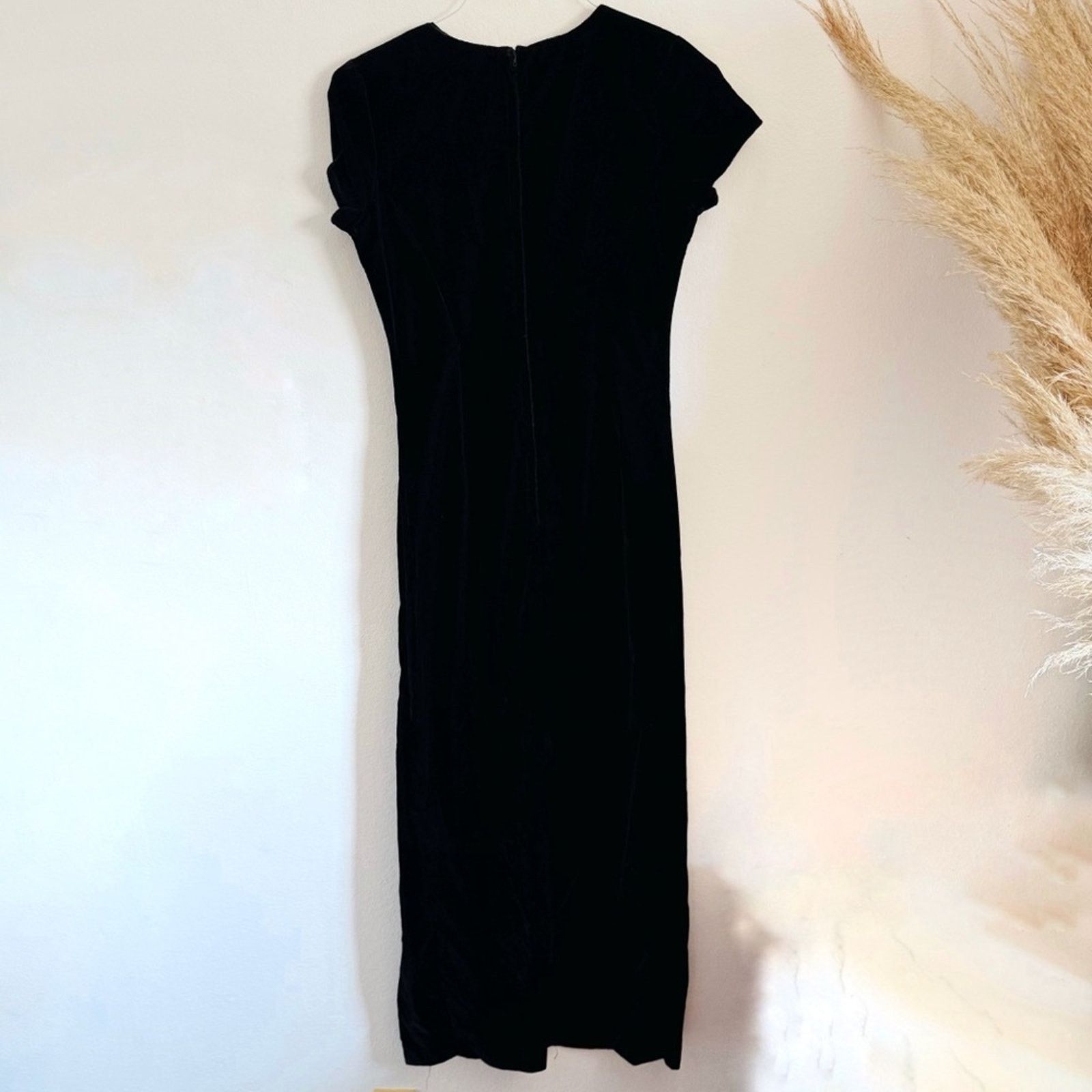 VINTAGE GUNNE SAX Black Velvet Cap Slit Maxi Dress Gown