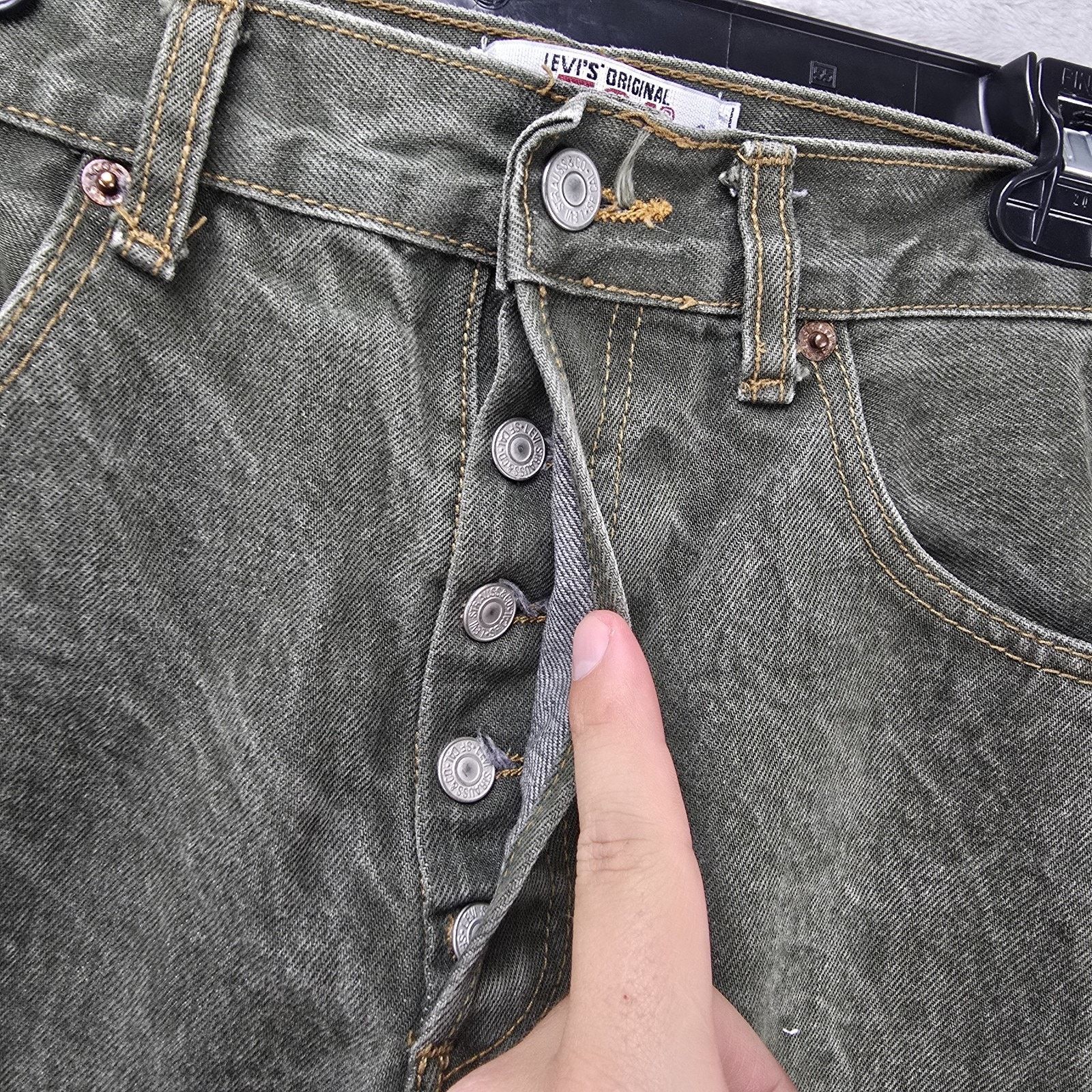 Levi's Vtg Levis 501 Jeans Mens 36x30 (Fits 34x28) Green Y2K USA Size US 34 / EU 50 - 3 Thumbnail