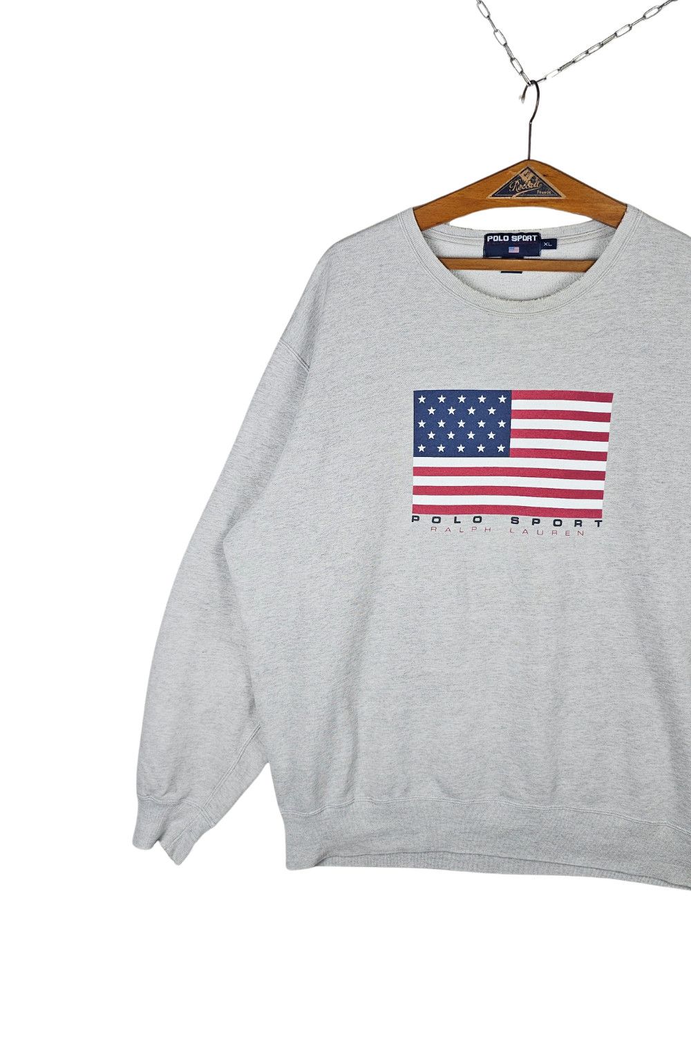 90s Vintage Polo Sport Ralph Lauren USA Flag Sweatshirt - XL image 3