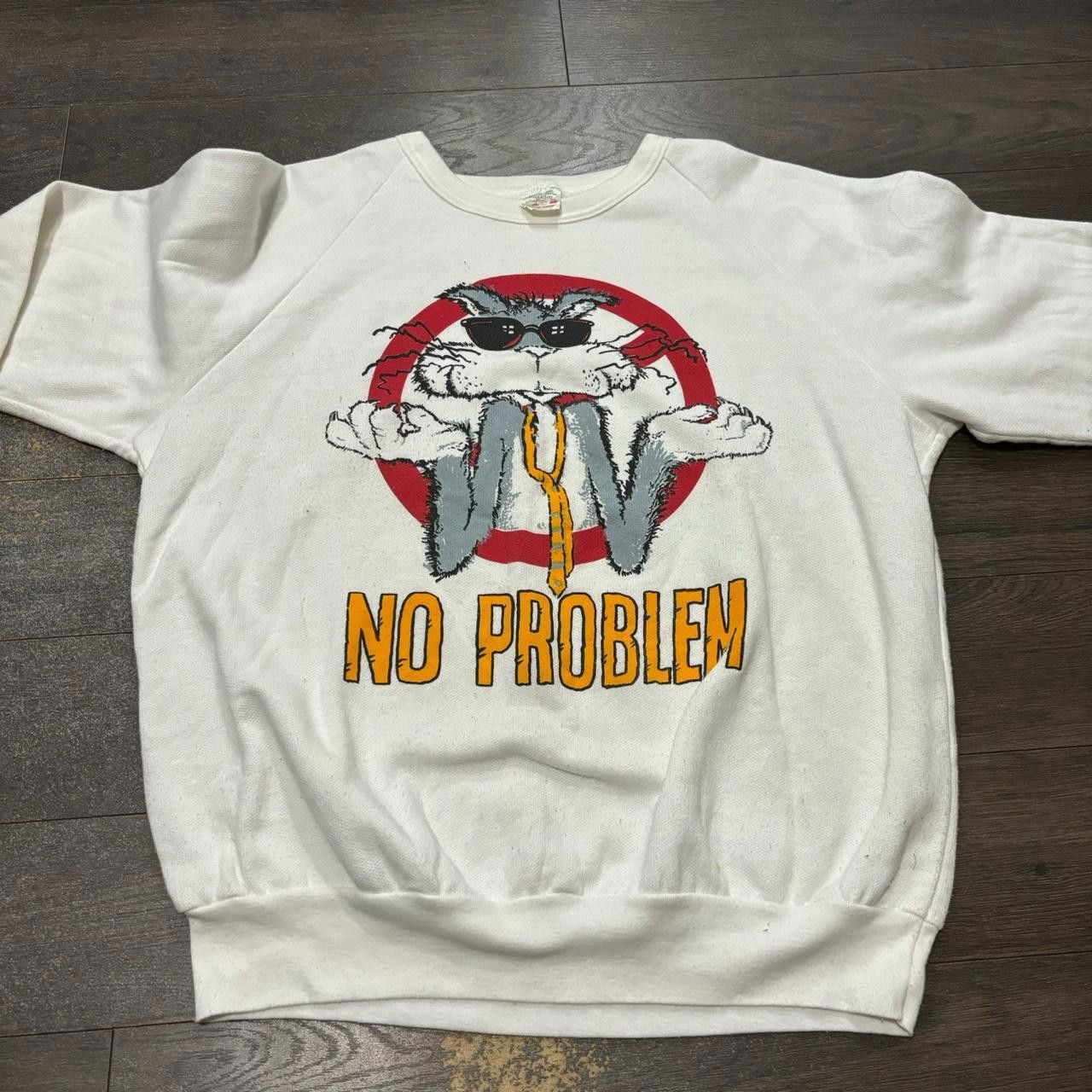 Designer vintage no problem cool cat air waves sweatshirt 90s L/XL Size US L / EU 52-54 / 3 - 5 Thumbnail