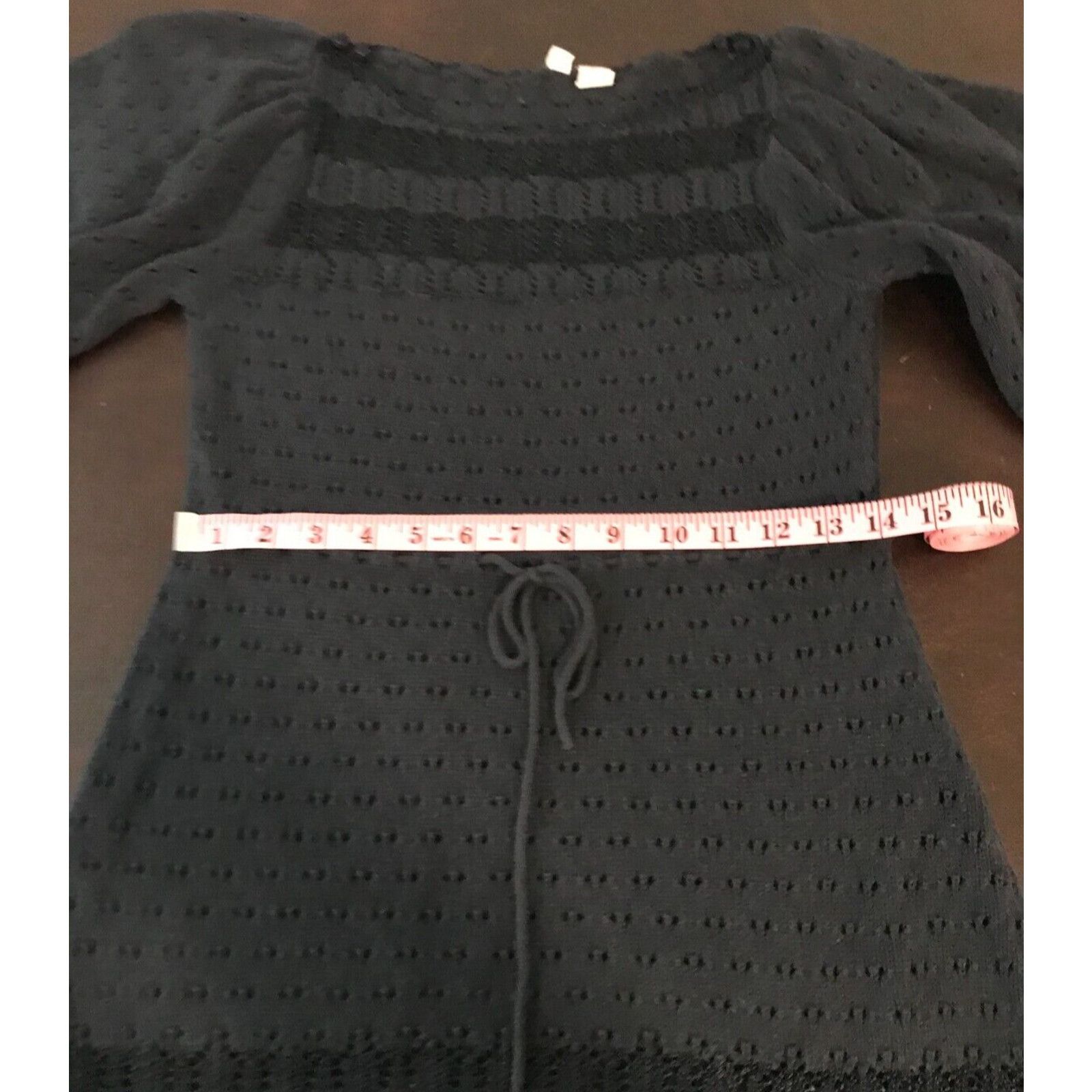 Anthropologie Anthropologie Moth Navy Blue Tie-Waist Pointelle Sweater Size XS / US 0-2 / IT 36-38 - 7 Thumbnail