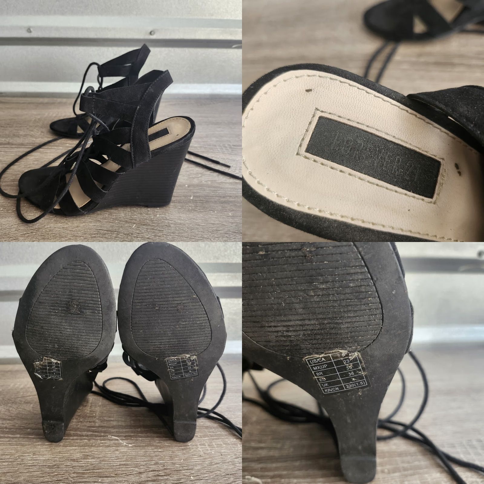 Forever 21 Forever 21 Women's Black Lace Up Ghillie Wedge Heel Sandals - Size 6 Size US 4 / IT 34 - 8 Thumbnail