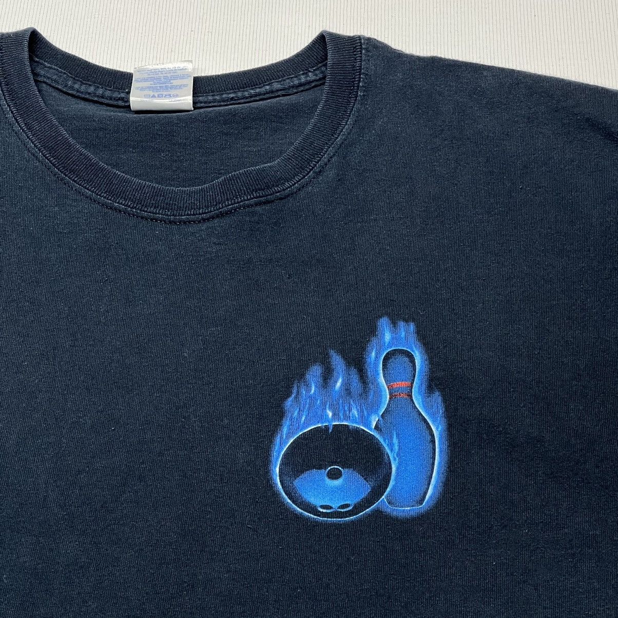 Vintage VTG Bowling Flame Tee Shirt Black Pins Fire Short Sleeve Y2K Size US L / EU 52-54 / 3 - 3 Thumbnail