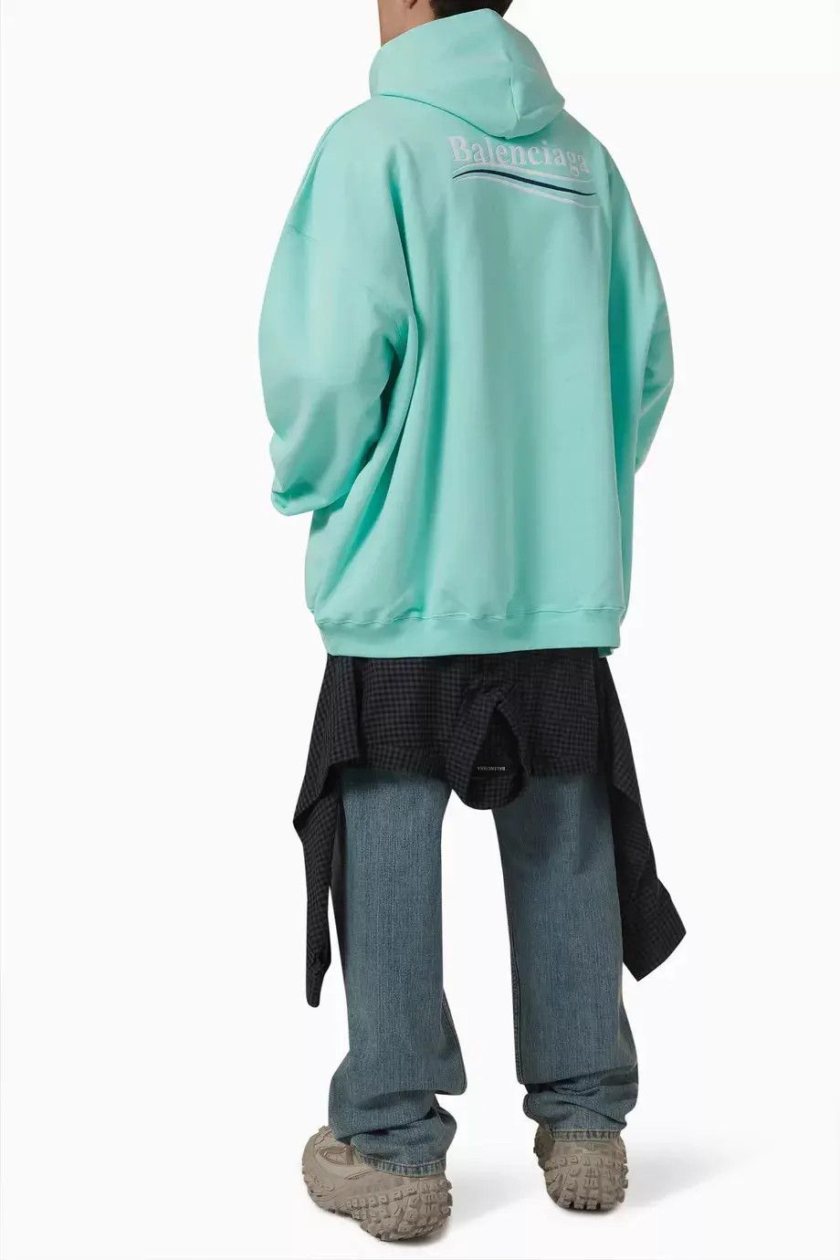 Balenciaga o1bcso1str1224 Political Campaign Hoodie Large Fit Mint Size US XXS / EU 40 - 2 Thumbnail