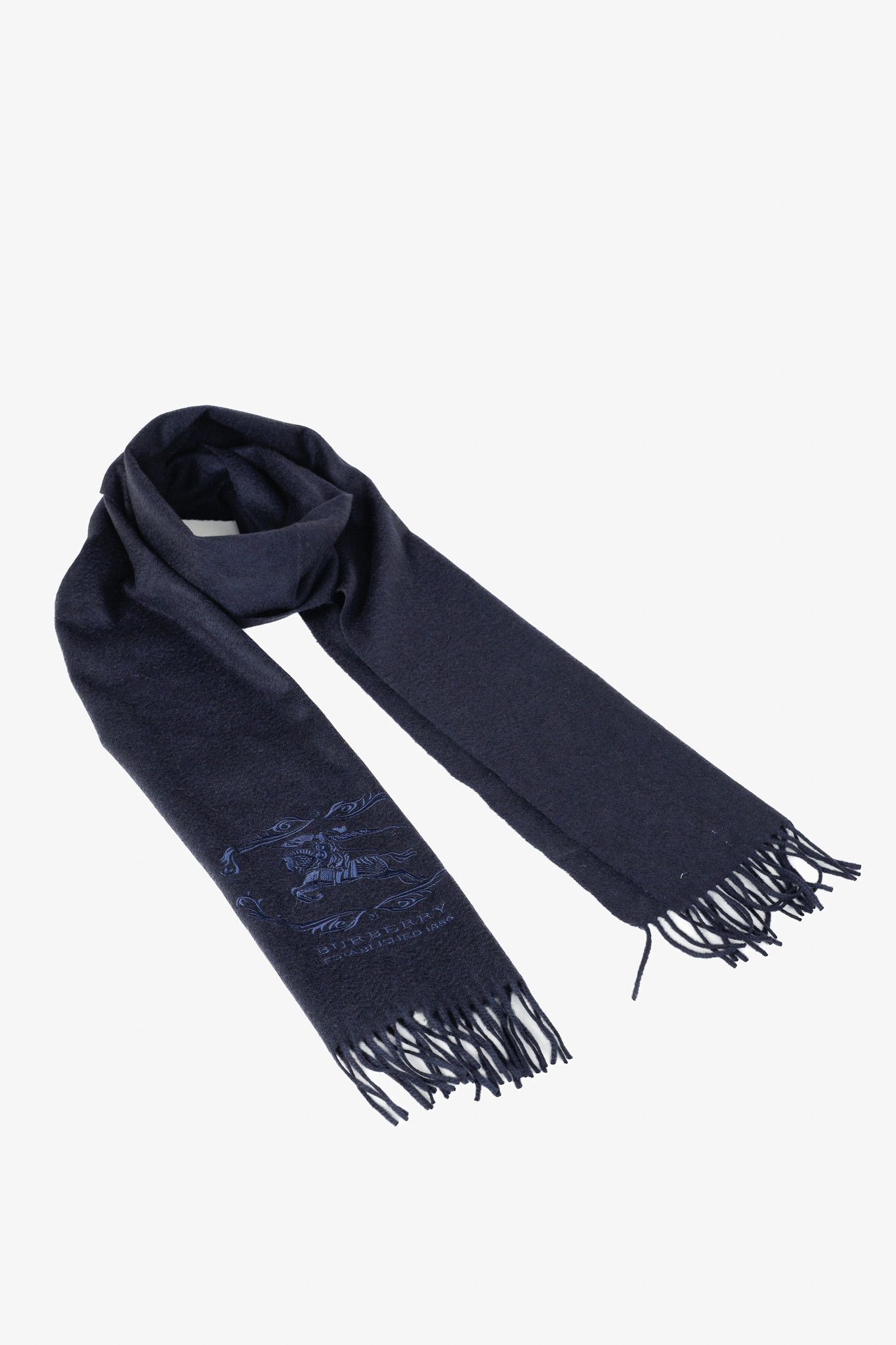 Burberry Burberry Knight Dark Navy Cashmere Scarf Size ONE SIZE - 1 Thumbnail