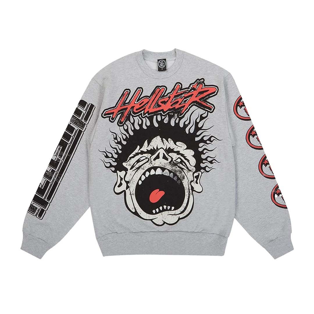 HELLSTAR Records Crewneck Heather Grey Size US S / EU 44-46 / 1 - 1 Thumbnail