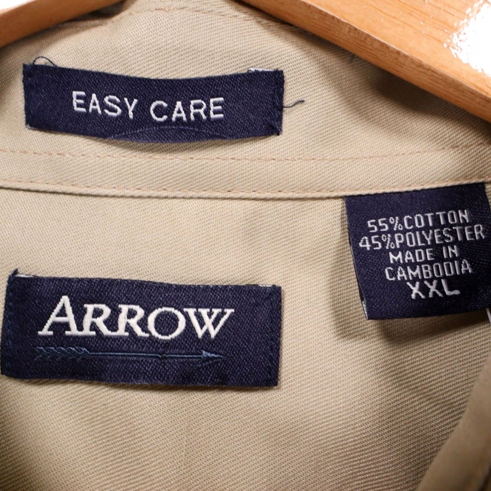 Arrow VINTAGE Arrow Button Down Shirt Mens XXL Tan Easy Care Long Sleeve Size US XXL / EU 58 / 5 - 7 Thumbnail