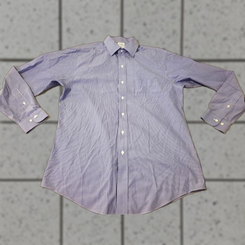 Brooks Brothers Brooks Brothers Dress Shirt Blue Cotton 16 34 35 Button Mens Shirt Regular Size 16 Blue CottonMens Dress Shirt Size 42R - 1 Thumbnail