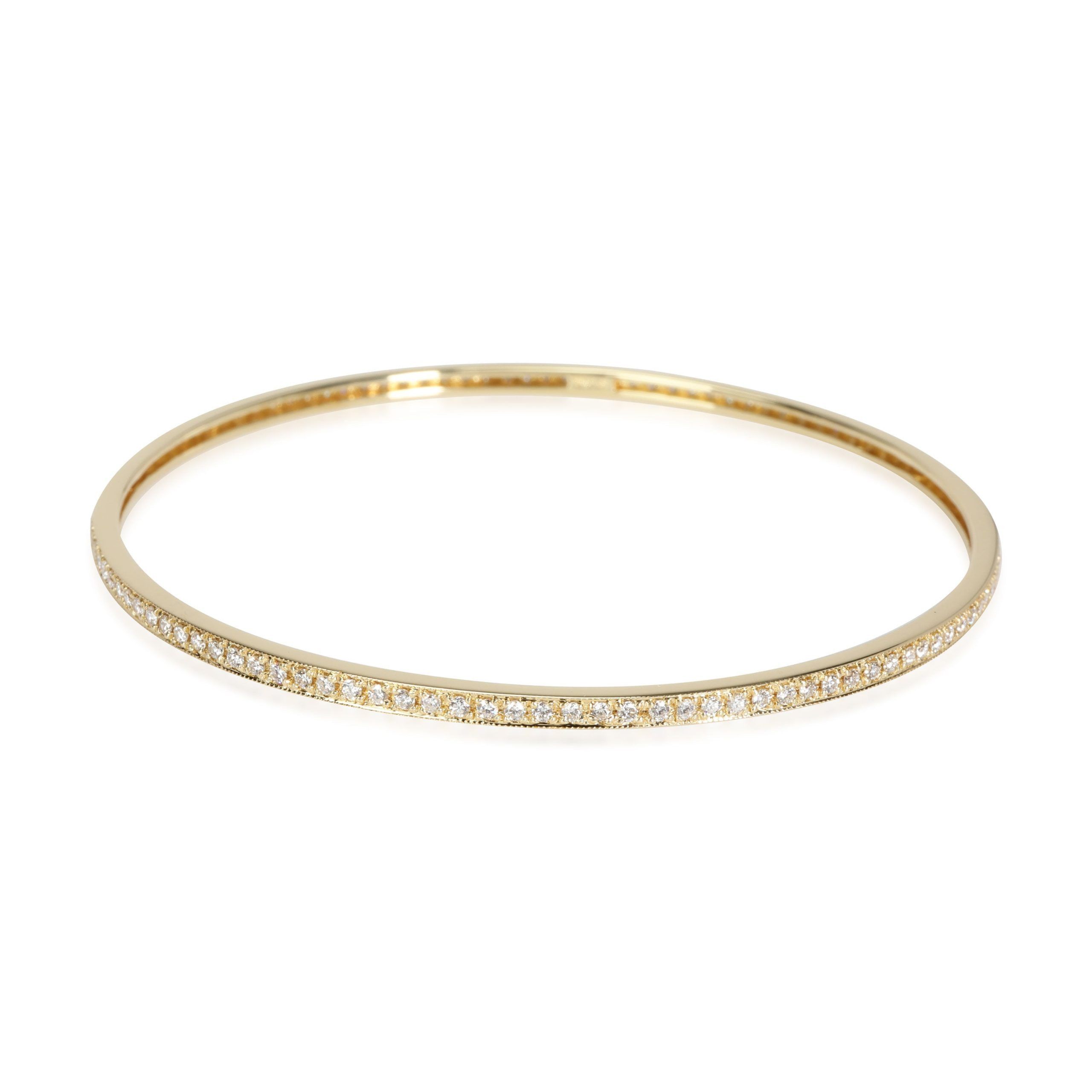 image of Tiffany Co Diamond Slip On Bangle In 18K Yellow Gold 1.75 Ctw, Women's