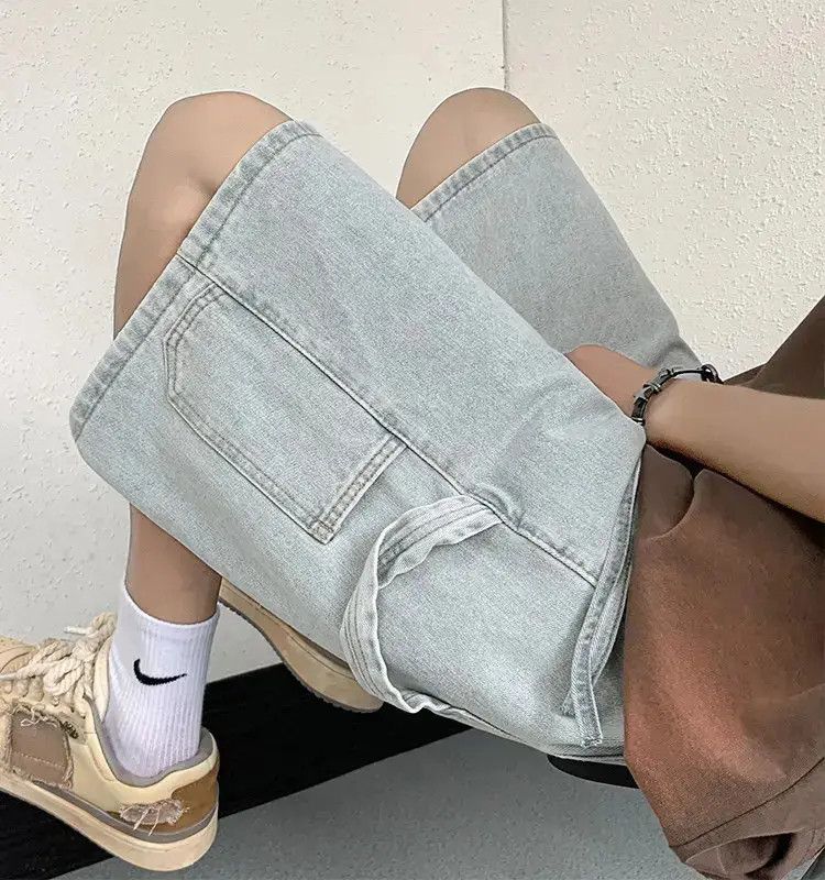 Japanese Brand Straight tube loose washed denim shorts Size US 32 / EU 48 - 1 Thumbnail