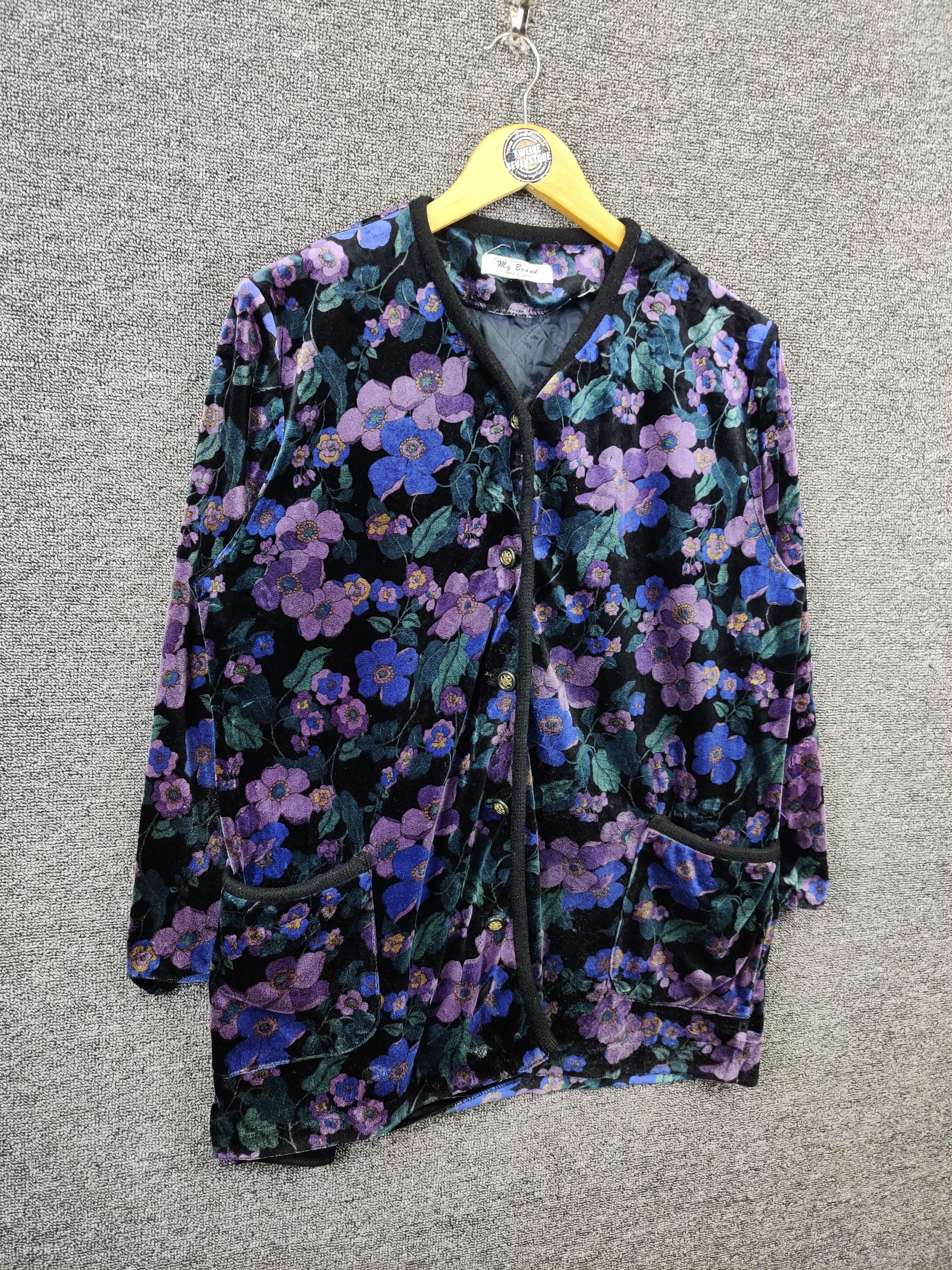 Japanese Brand Vintage Cardigan Velvet Floral By My Brand Size US L / EU 52-54 / 3 - 7 Thumbnail
