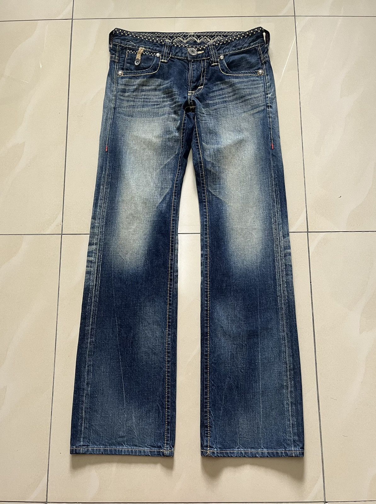 Edwin Flare Jeans Edwin blue trip distressed faded low rise F1 Size US 31 - 2 Thumbnail