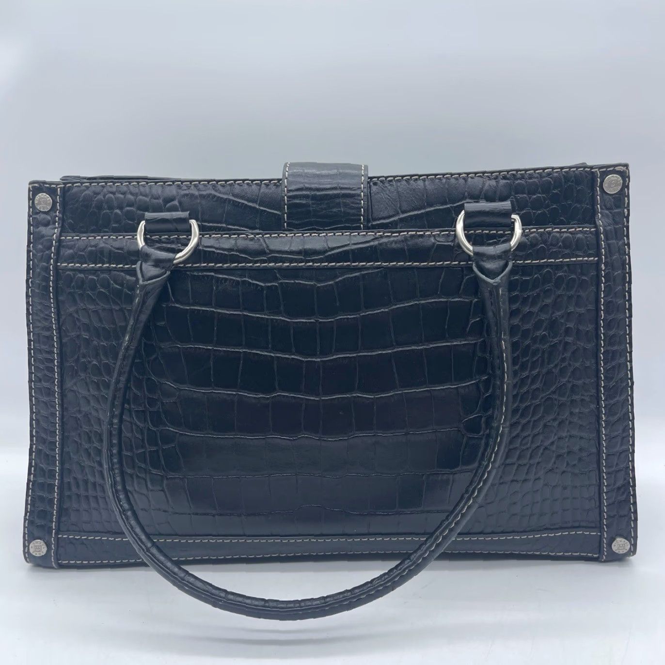 Michael Kors Michael Kors Tote Women Large Black Croc Embossed Studs Metal Turn Lock Handbag B-0806 Size ONE SIZE - 5 Thumbnail