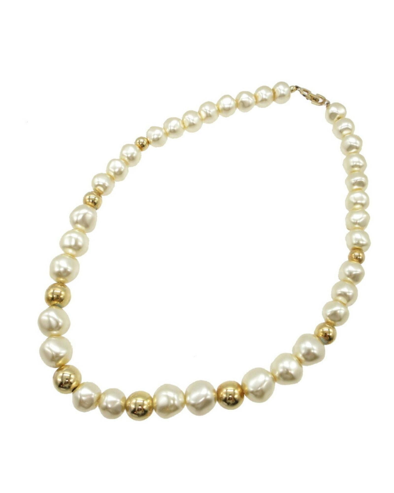 image of Dior Elegant White Metal Necklace With A Metallic Finish, Women's