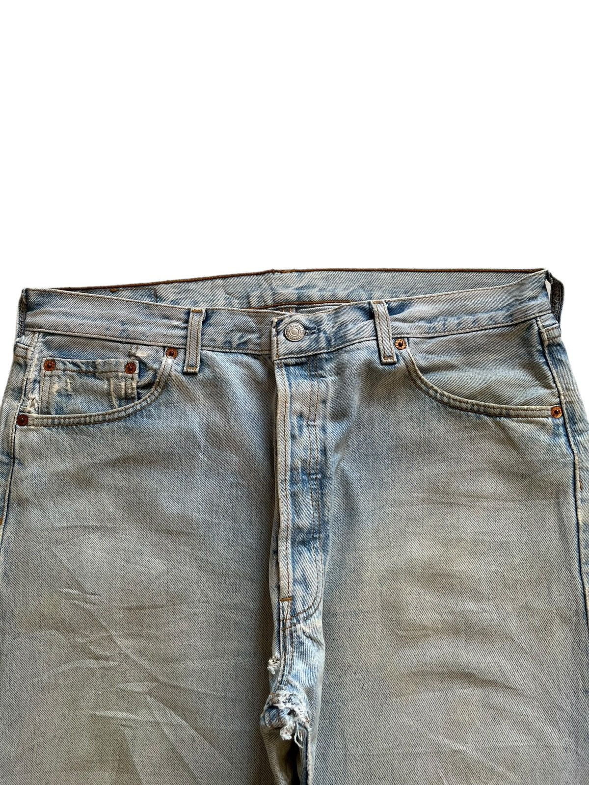 Levi's × Levi's Vintage Clothing SALES🔥Vintage 90s Levis 501 Light Wash Ripped Baggy Jeans Size US 35 - 4 Thumbnail