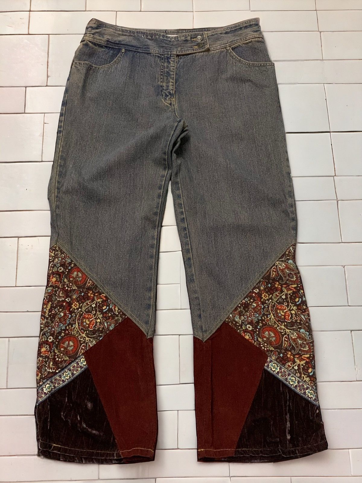 Faded Glory Faded Glory Up cycle Flared Hybrid Jeans Size US 34 / EU 50 - 1 Thumbnail