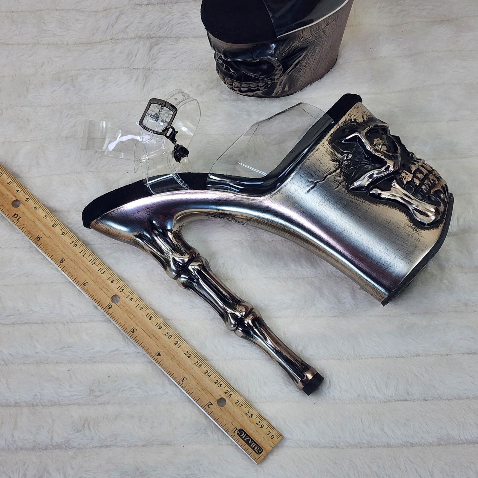 Other Rapture Clear Pewter Skull & Bones LED 8" High Heel Platform Size US 7 / IT 37 - 4 Thumbnail