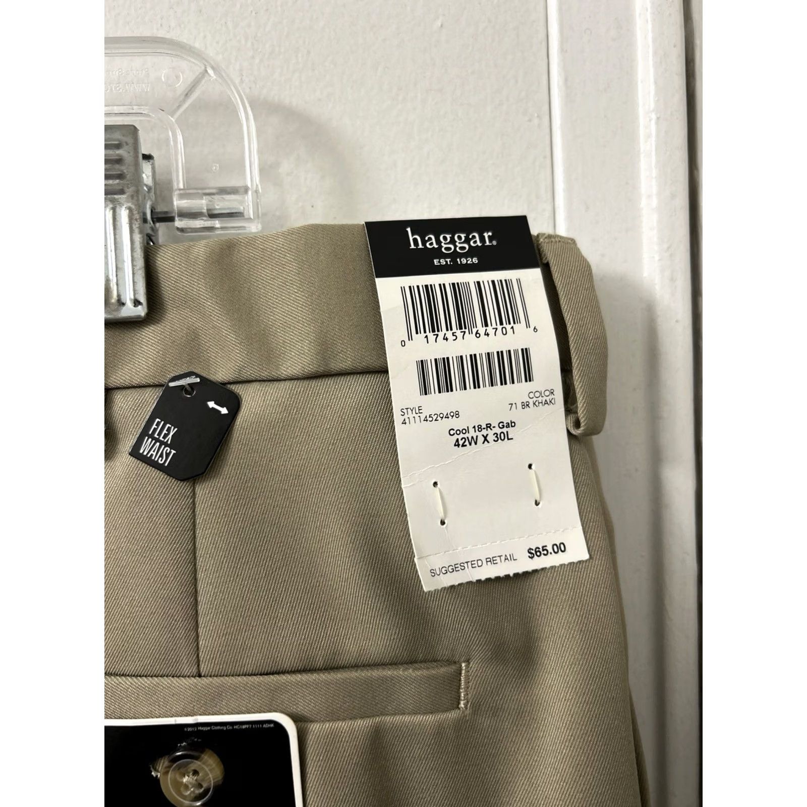 Haggar Haggar Cool 18 Pants Mens 42x30 Tan Khaki Classic Fit Flex Waist NWT 5 MSRP Size US 42 / EU 58 - 6 Thumbnail