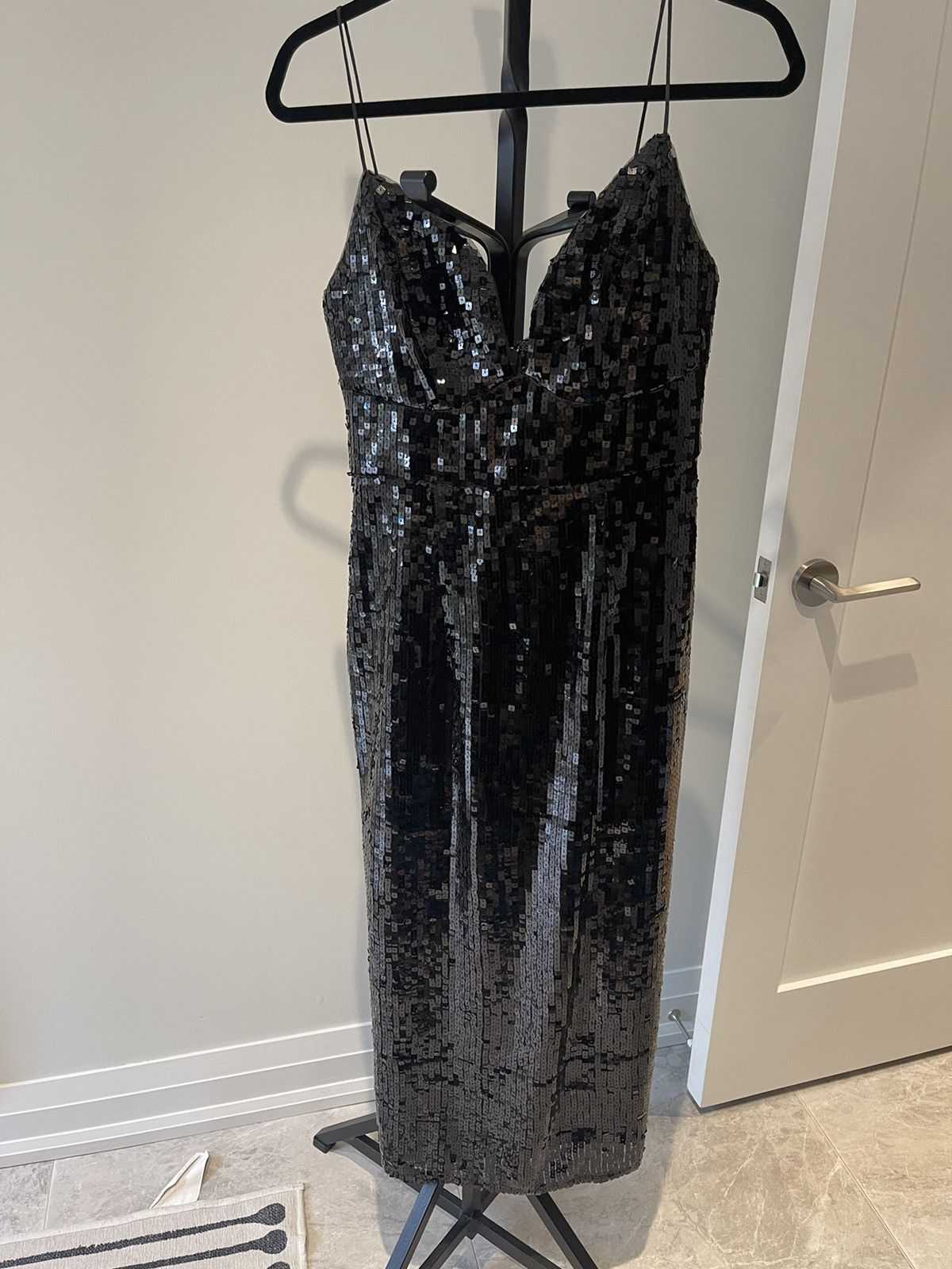 image of Black Sequin Bariano Dress, Women's (Size Medium)