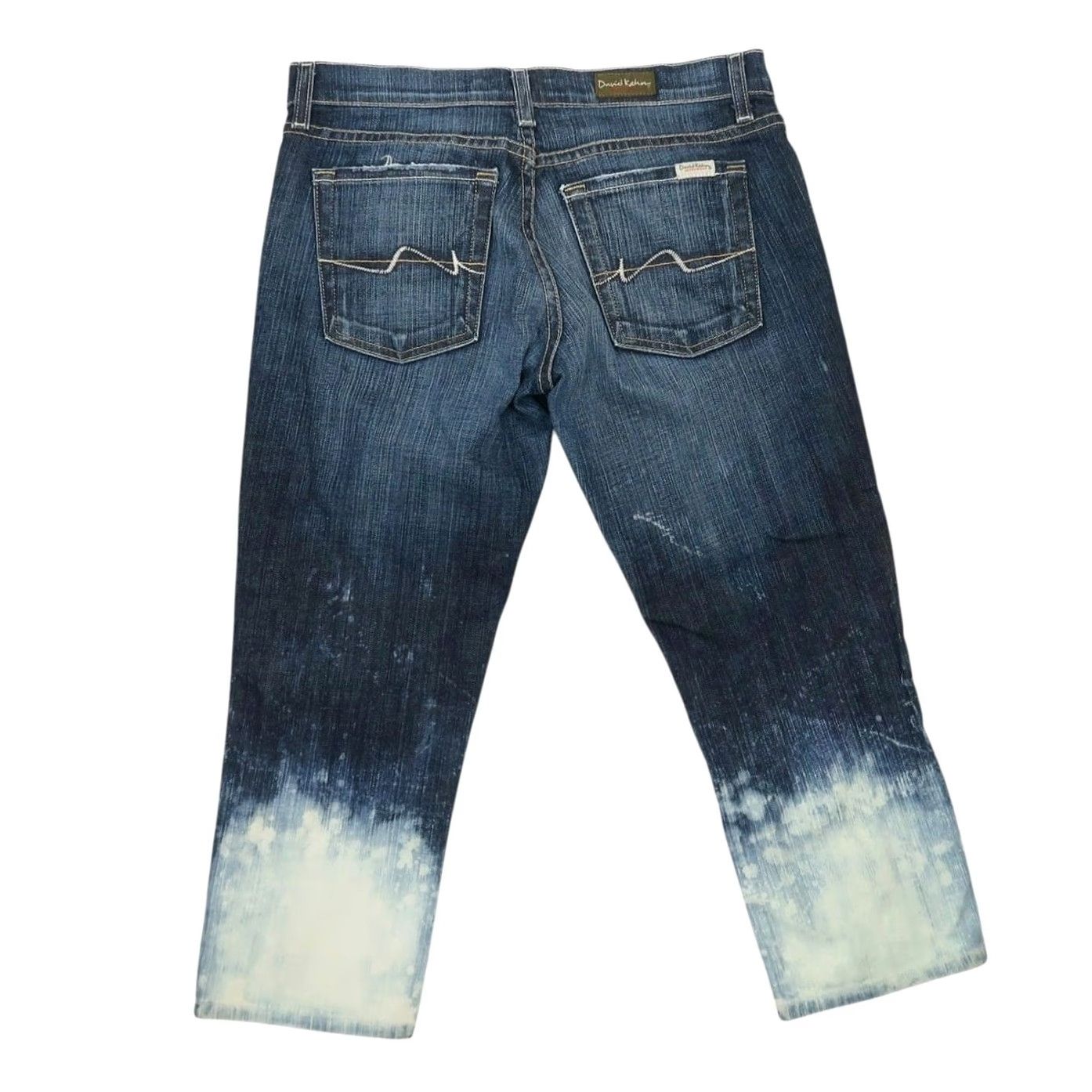 Vintage VINTAGE David Kahn Dark Wash Blue Denim Low Rise Capri Jeans Bleach Splatter 26 Women Capris Jeans Size 26" / US 2 / IT 38 - 3 Thumbnail