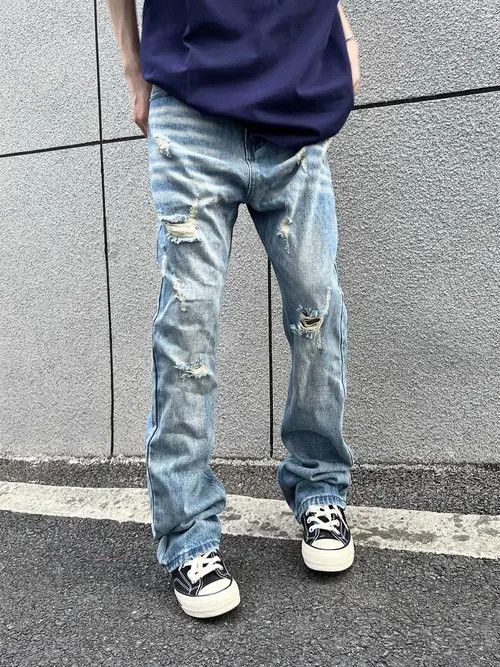 Other Yuuko x Ema Blue Distressed Stacked Denim Jeans Size US 32 / EU 48 - 5 Thumbnail