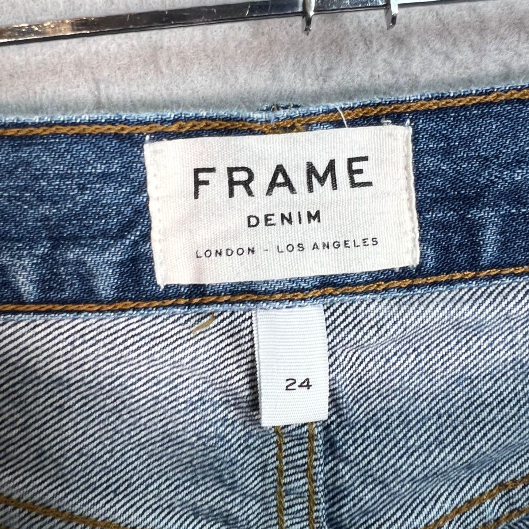 Frame FRAME Distressed HIGH-RISE Button-Fly Shorts Women's 24 Blue Denim Cut-Off Adult Womens Size 24 +5? Size 42" / US 20 - 3 Thumbnail