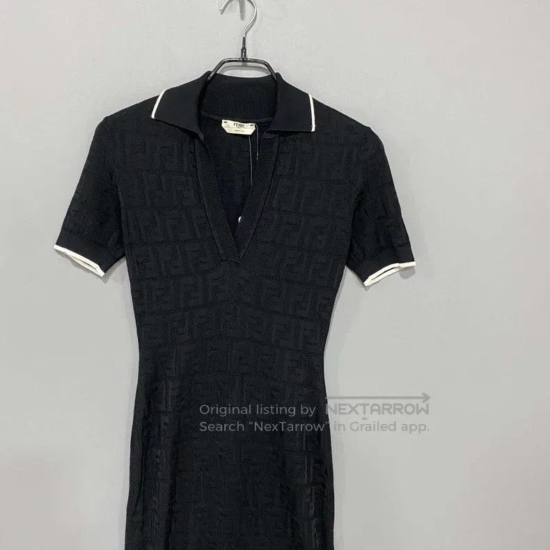 Fendi Fendi V-Neck Dark Pattern Full Print Dress Size XXS / US 00 / IT 34 - 2 Thumbnail
