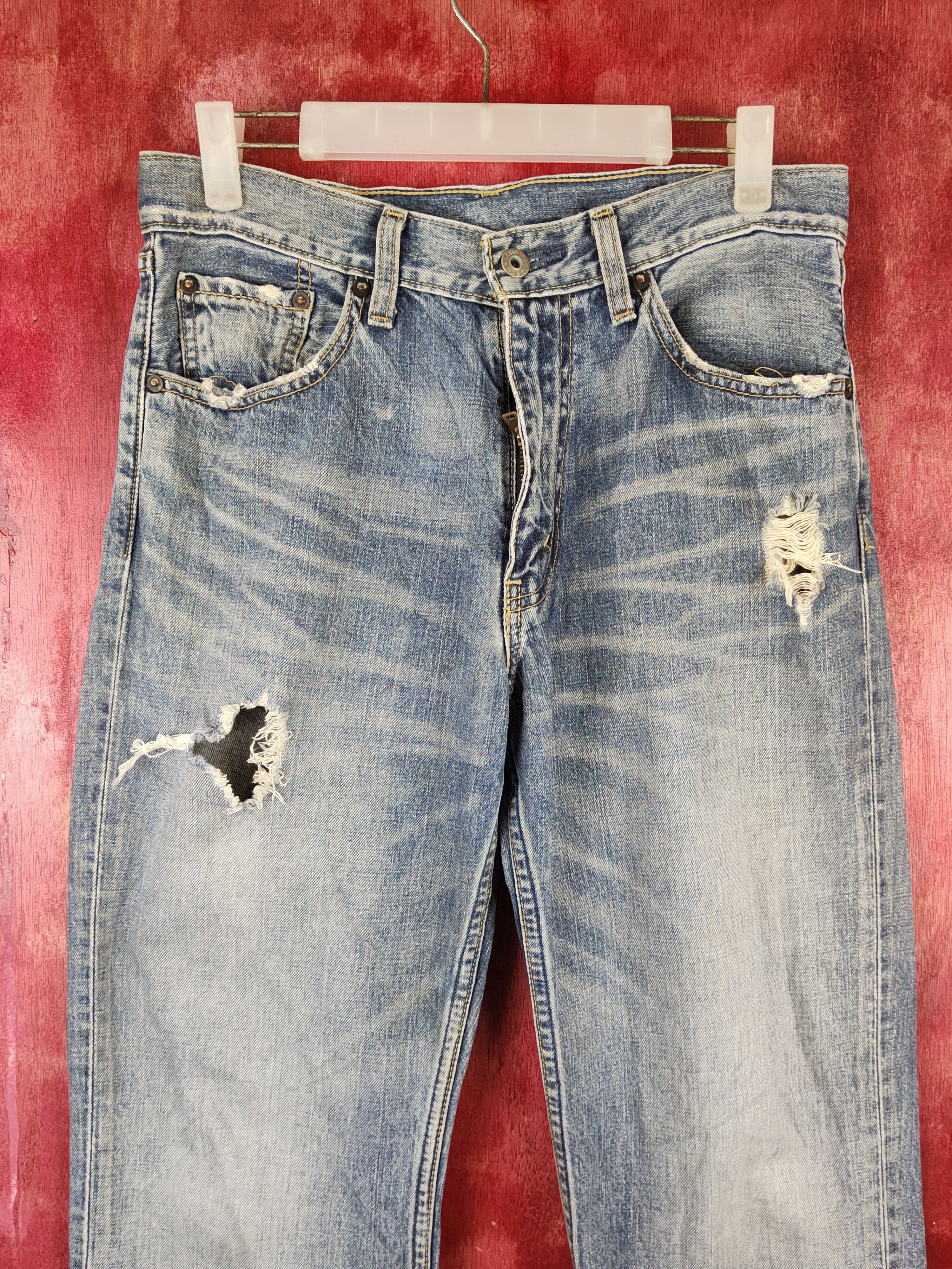 Levi's 502 Levi's Blue Distressed Ripped Jeans #S1639 Size US 31 - 2 Thumbnail