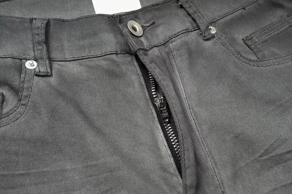 Japanese Brand Distressed grey flared straight baggy design jeans Size US 33 - 3 Thumbnail