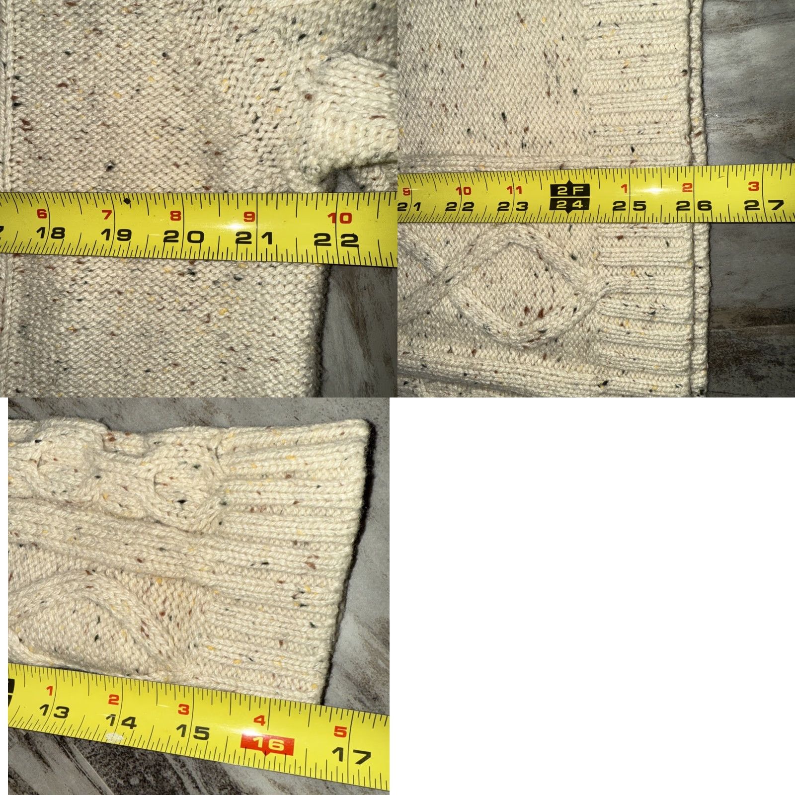 Vintage VINTAGE Field Gear Sweater Men Cable-Knit V-Neck Long Sleeve Beige Speckled Large Pullover Size US L / EU 52-54 / 3 - 8 Thumbnail