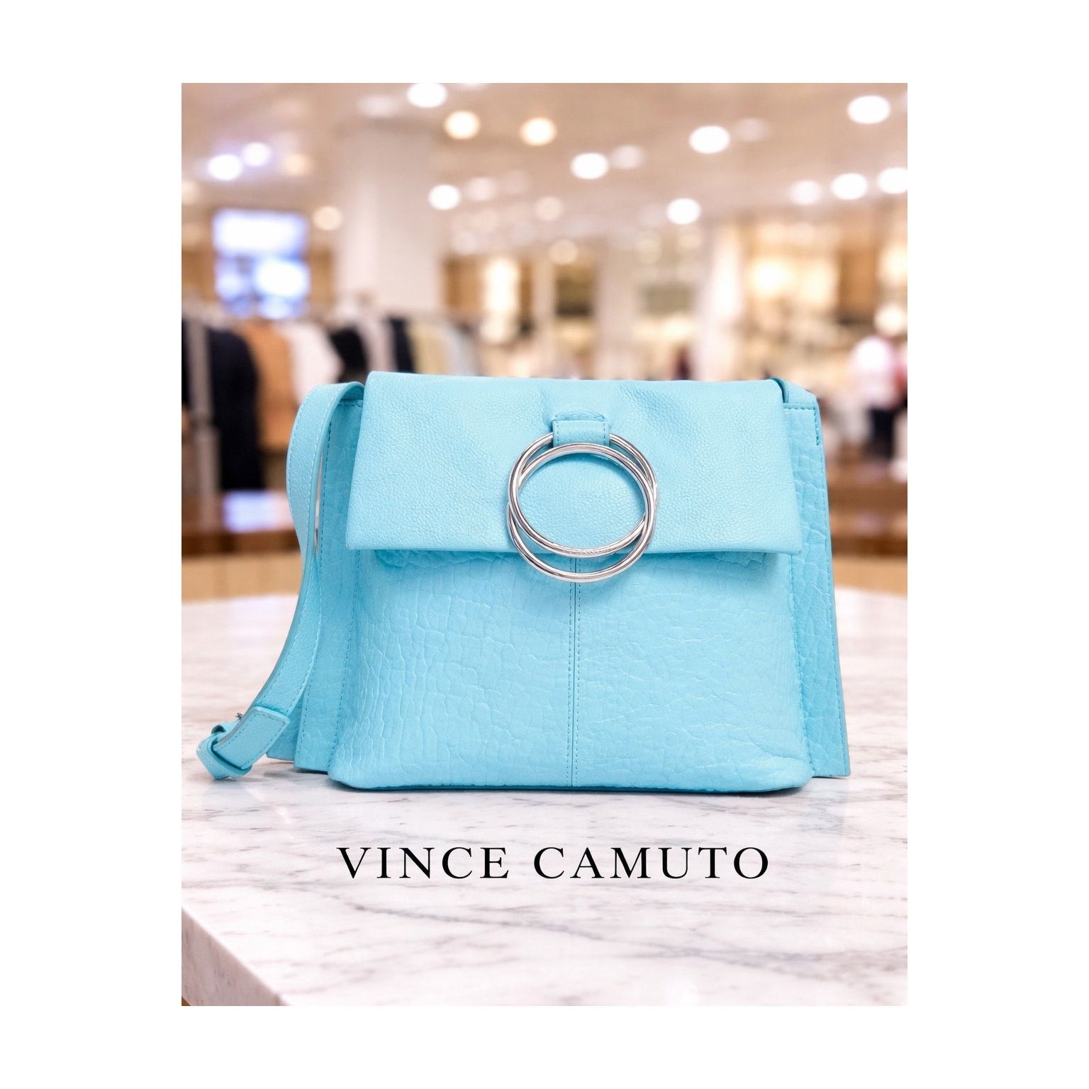 Vince Camuto Vince Camuto Livy Large Leather Crossbody Bag - Pool Aqua Size ONE SIZE - 1 Thumbnail
