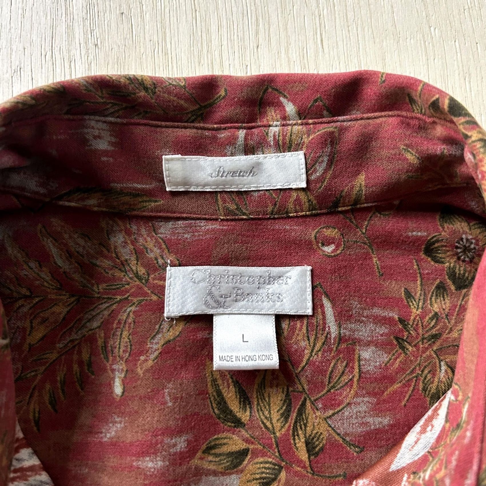 Vintage Christopher & Banks Jacket Womens Large Red Floral Denim Button Front Stretch Size L / US 10 / IT 46 - 2 Thumbnail