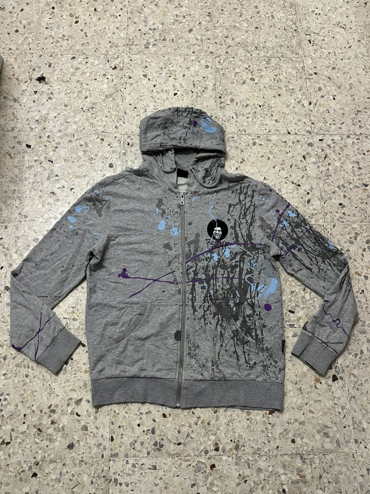 Fubu FUBU Collection Zip Hoodie Grey Paint Splatter Rare Design Size US L / EU 52-54 / 3 - 16 Thumbnail
