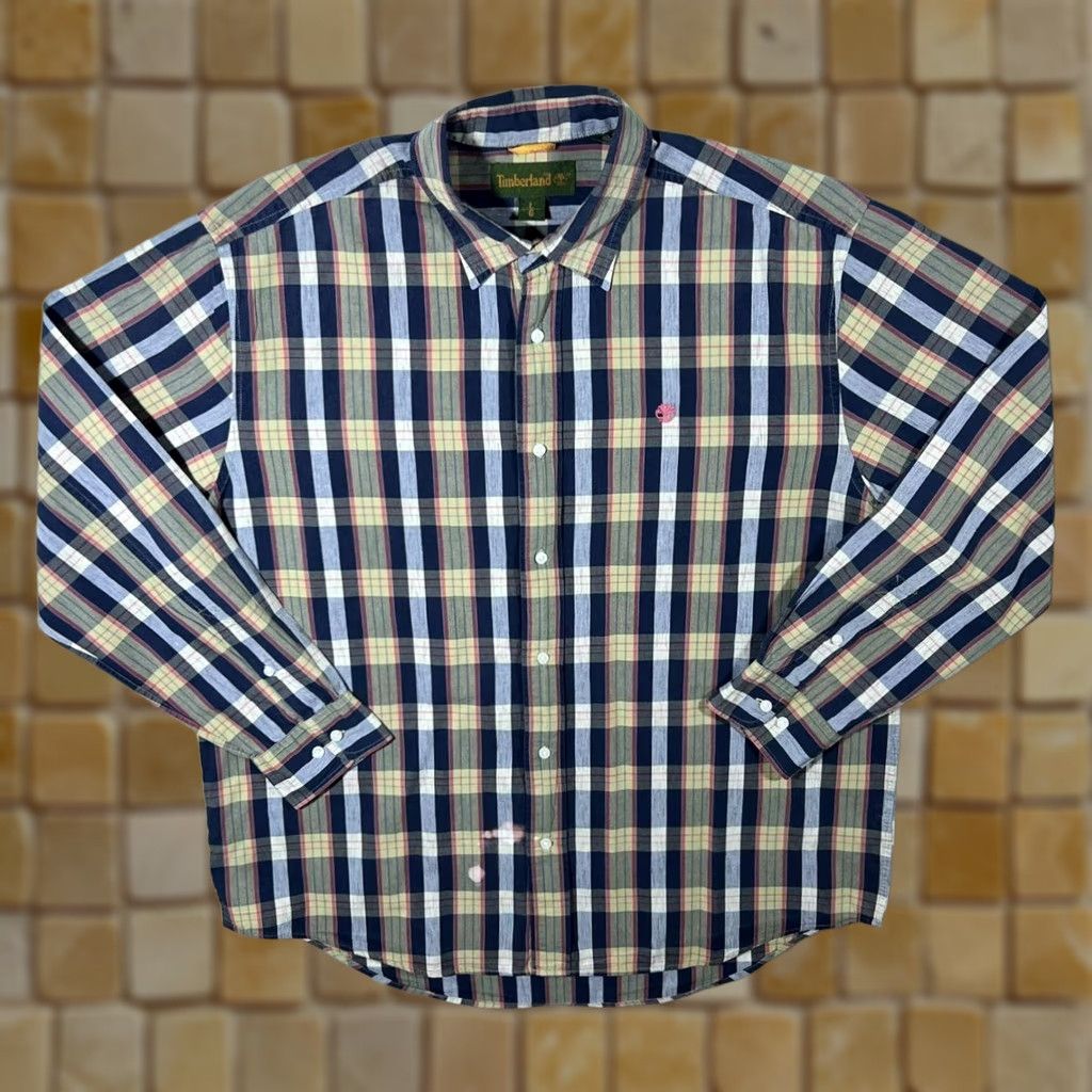 Timberland VINTAGE Timberland Shirt Baseball Collar Long Sleeve Cotton Multicoloured Plaid Check L XL Men Size US L / EU 52-54 / 3 - 1 Thumbnail