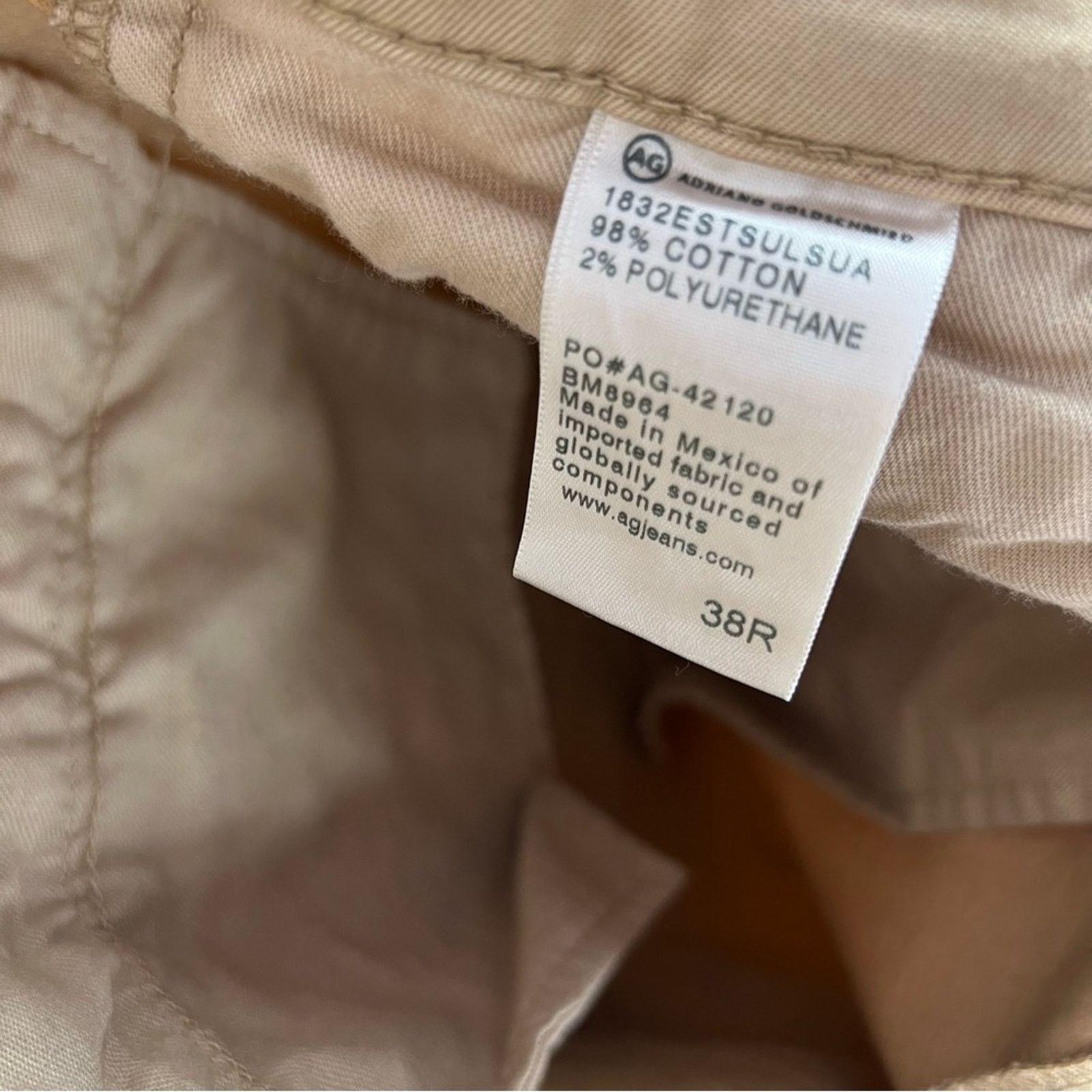 AG Adriano Goldschmied AG Marshall Tan Slim Fit Chino Pants Size US 38 / EU 54 - 7 Thumbnail