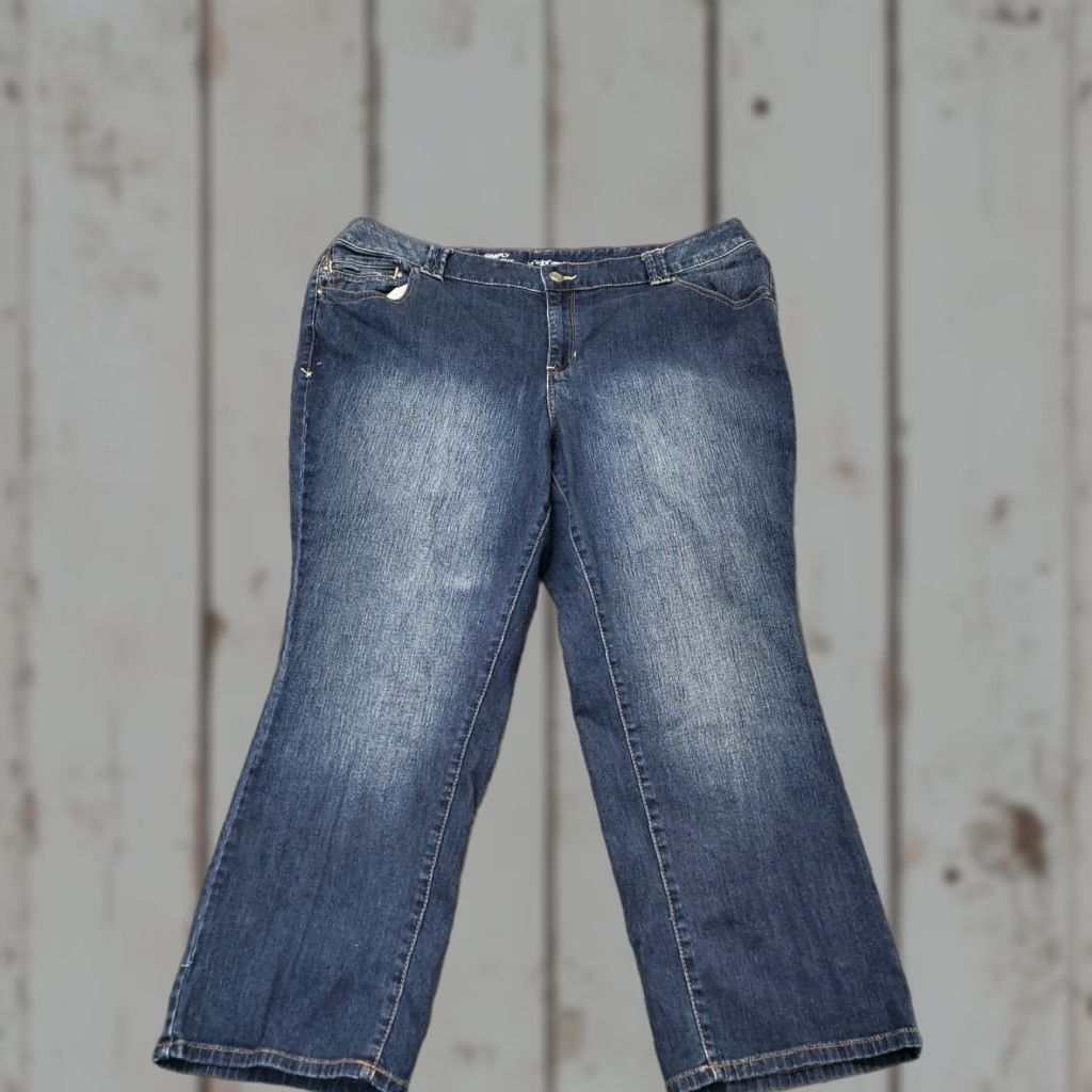 Vintage Lane Bryant Jeans Women's Petite 26P Blue Simply Straight Denim Embroidered 5-Pocket Stretch Modern Comfort Jeans Womens Petite Blue Denim Size 26" / US 2 / IT 38 - 1 Thumbnail