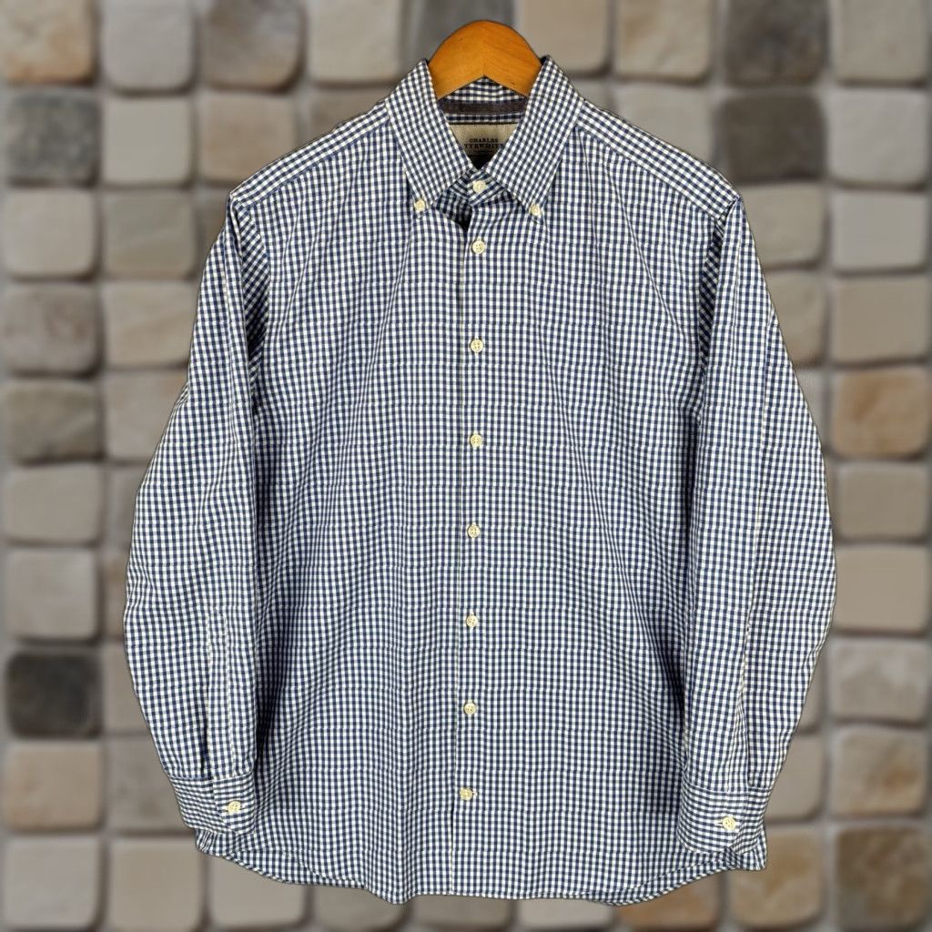 Charles Tyrwhitt Charles Tyrwhitt Shirt Mens 16.7/33 Blue Gingham Check Extra Slim Fit Non-Iron Shirt Regular L Blue Cotton Button-Up Collared Long Sleeve Men’s Size US L / EU 52-54 / 3 - 1 Thumbnail