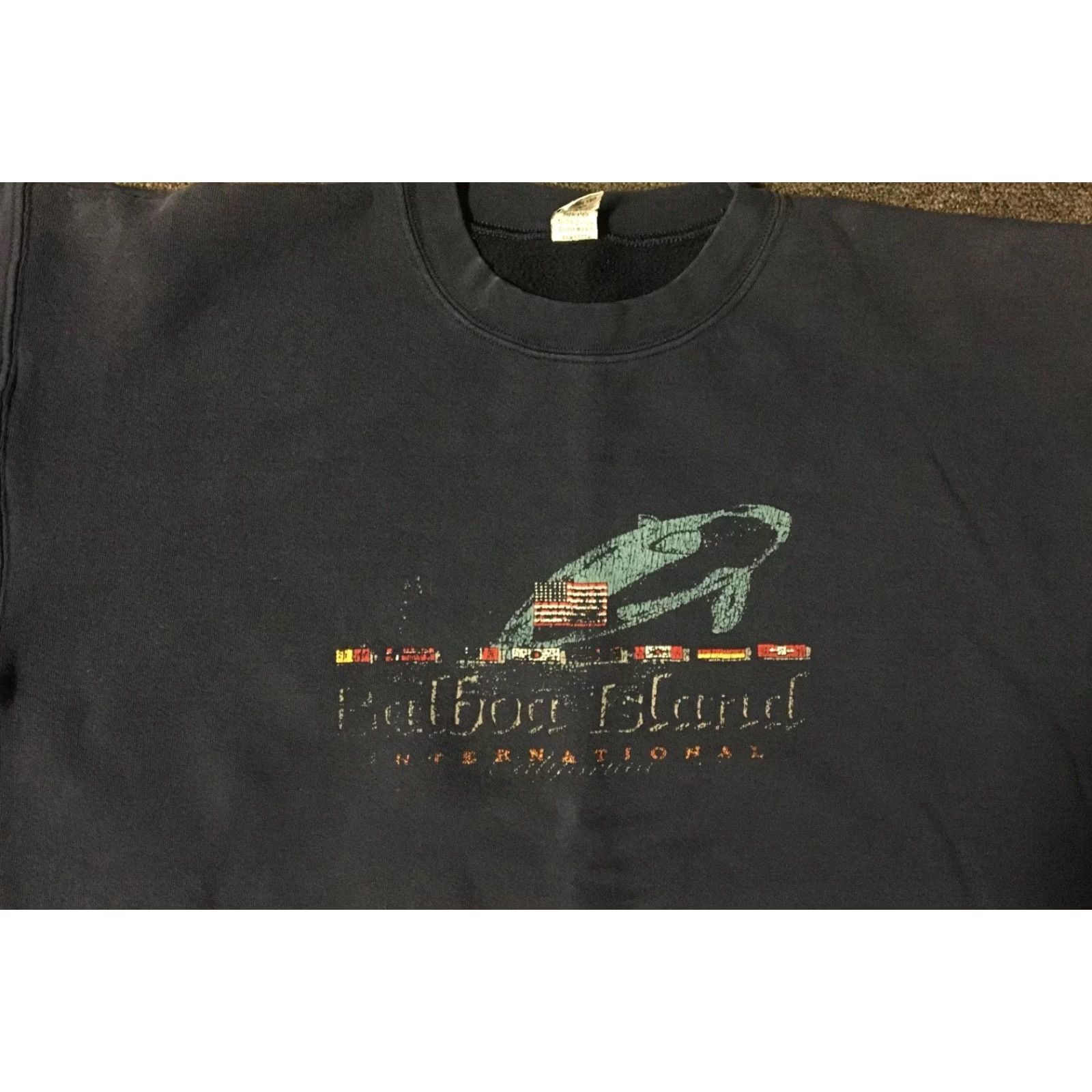 Nautica VINTAGE Balboa Island 90s Faded Spellout Flag Sweatshirt XL Navy Blue Men Pullover Shirt/ Sweatshirt Nautical Grunge USA 80s 90s Style Mens Size US XL / EU 56 / 4 - 4 Thumbnail