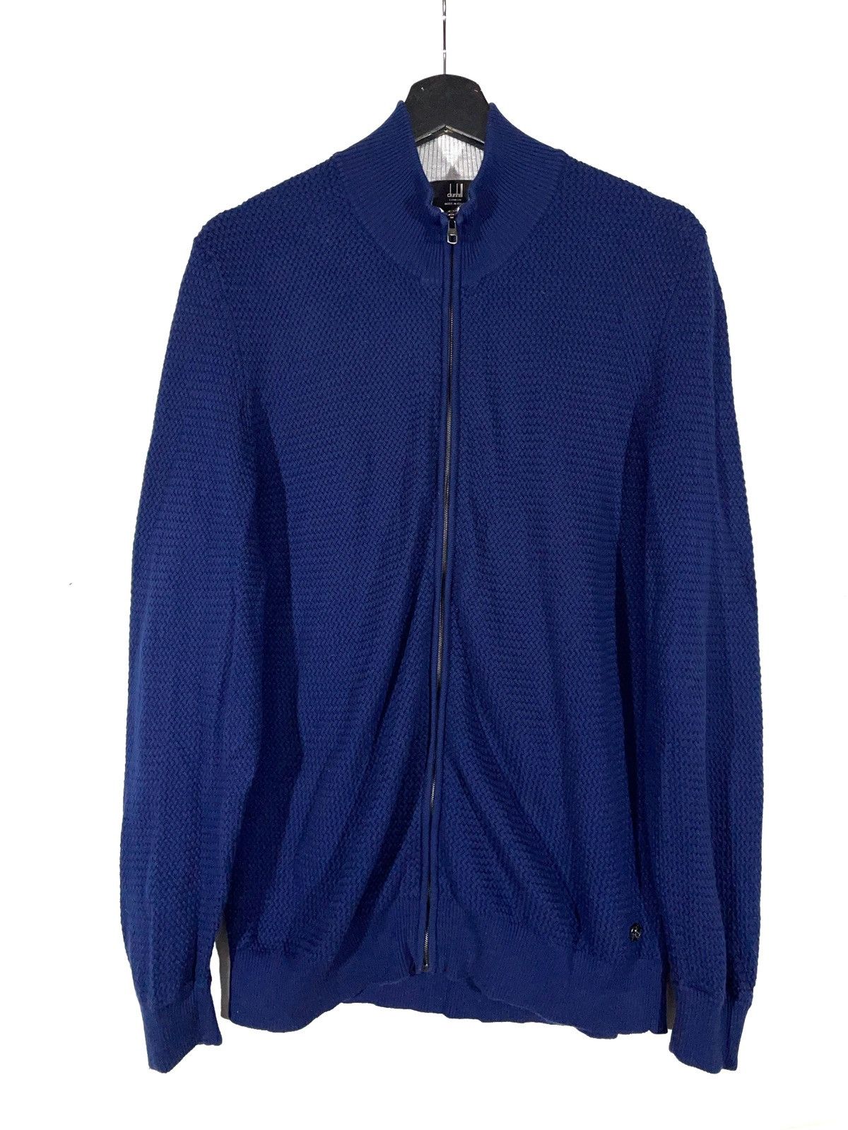 Alfred Dunhill Dunhill Blue Luxury Zip Cotton Sweater Size XL Made In Italy Size US XL / EU 56 / 4 - 1 Thumbnail